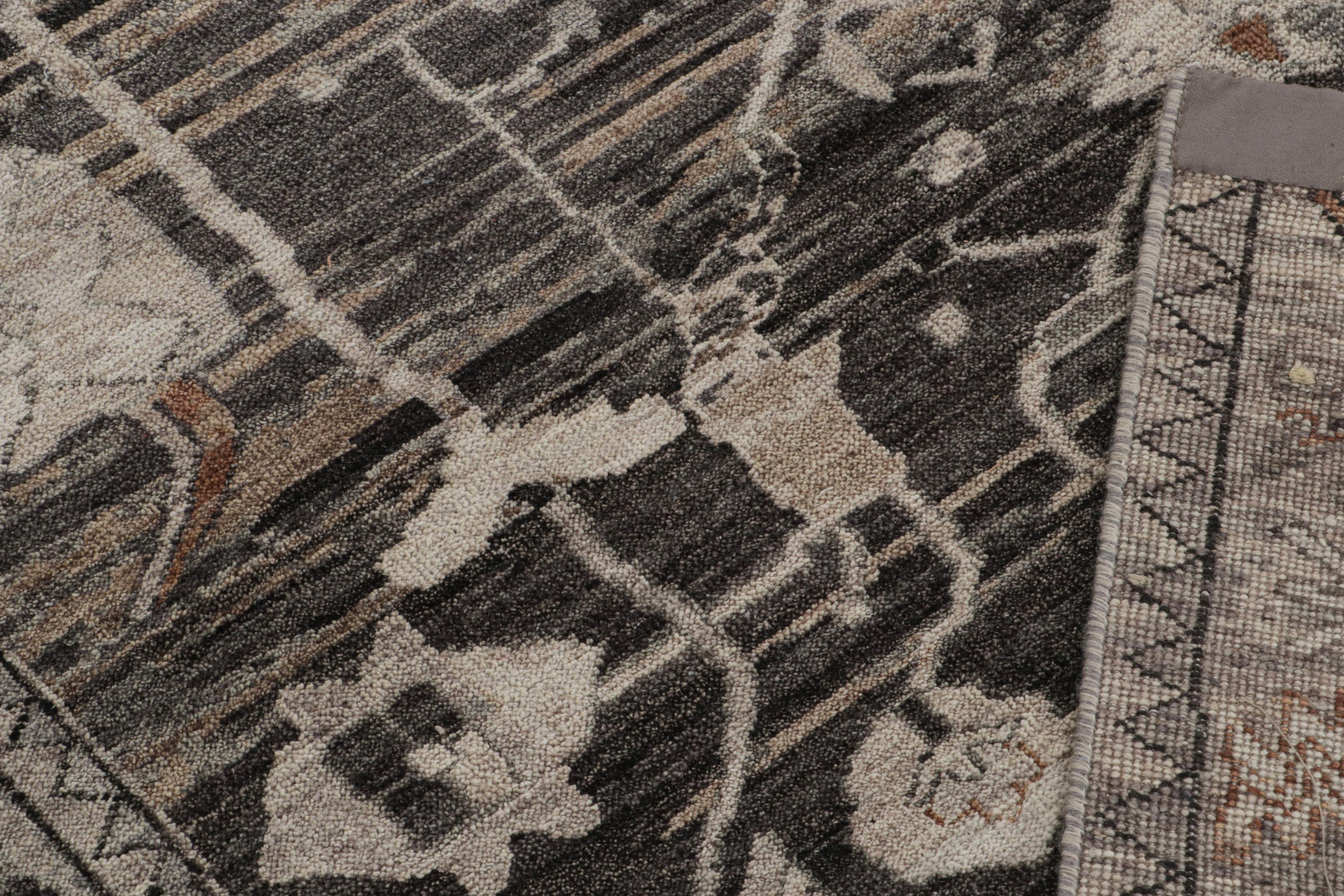 Wool Rug & Kilim’s Modern Classics rug in Gray with Geometric Floral Patterns For Sale