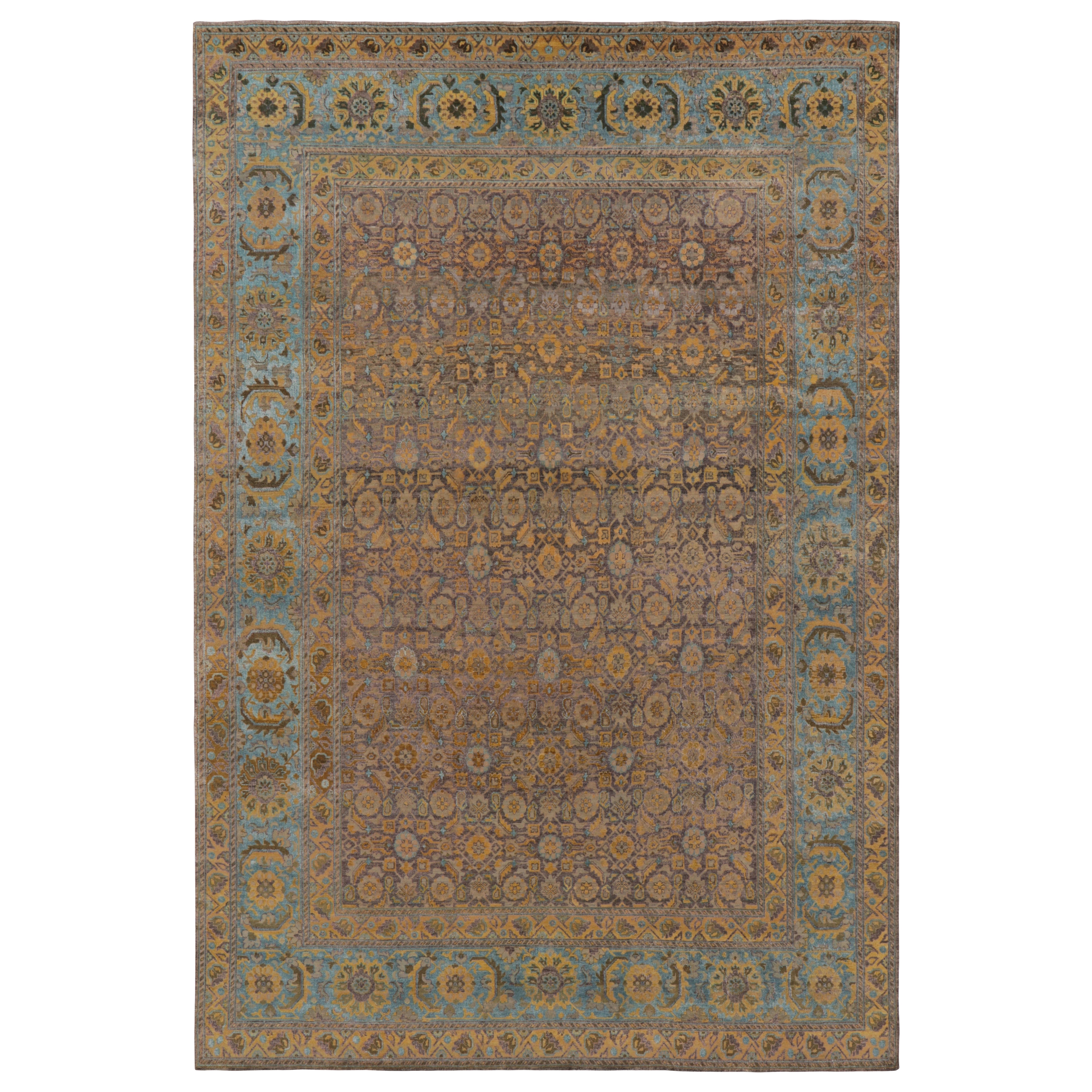 Rug & Kilim's Modern Classics Rug in Mauve, Teal, and Oxidized Gold Traditional