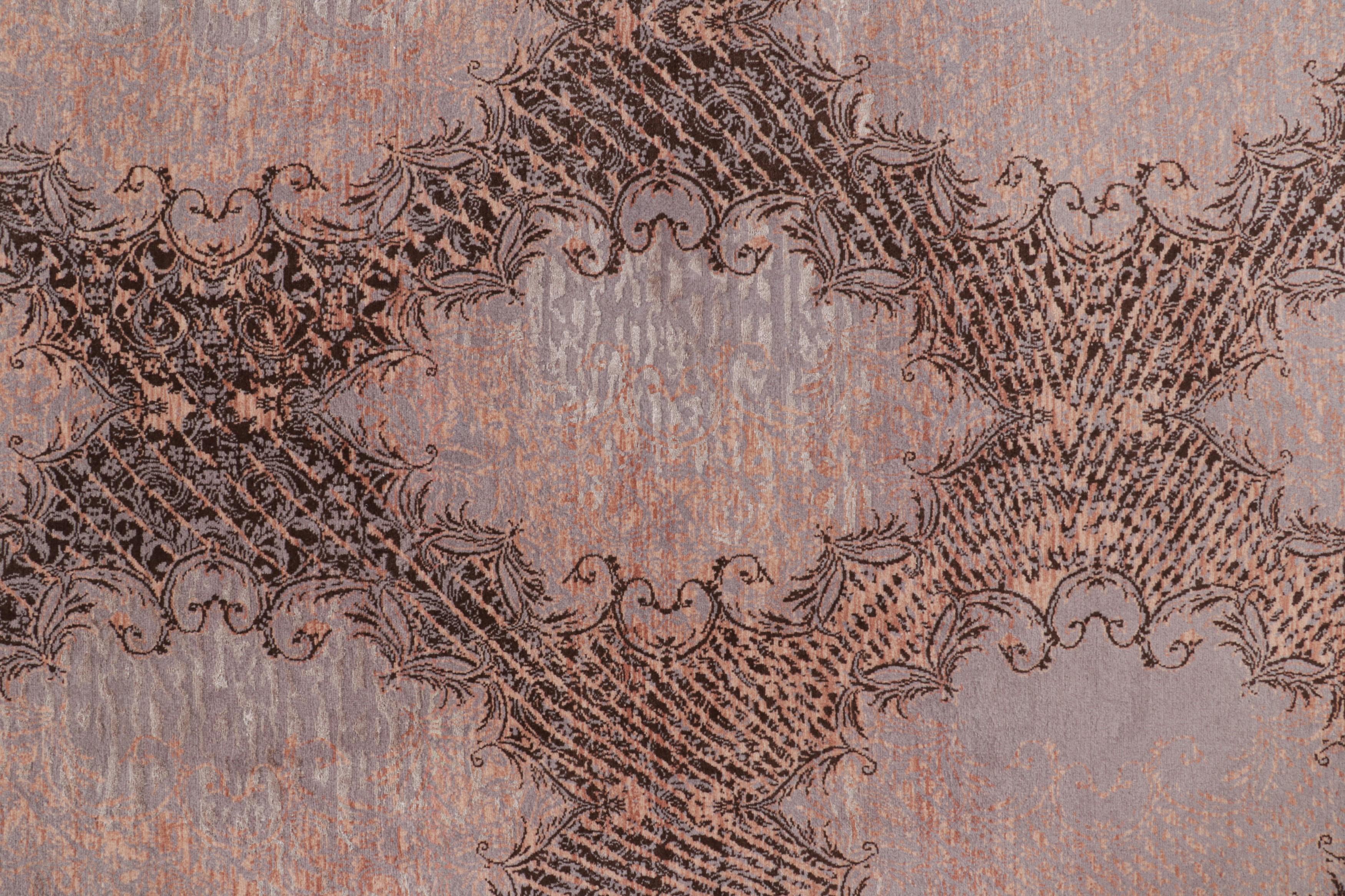 Tappeto Modern Classics di Rug & Kilim, medaglioni color malva con tralicci rosa 