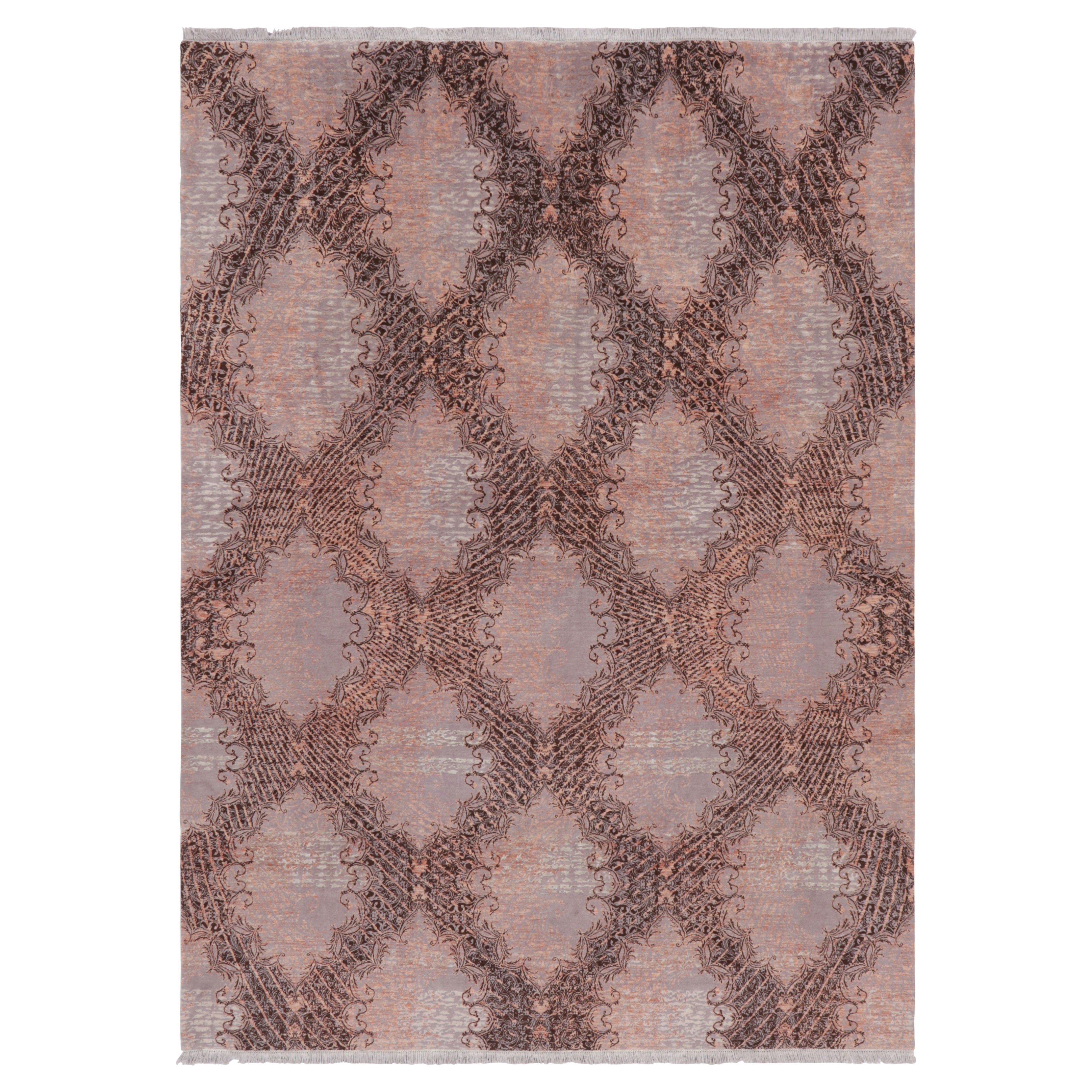 Tappeto Modern Classics di Rug & Kilim, medaglioni color malva con tralicci rosa "Vagireh".