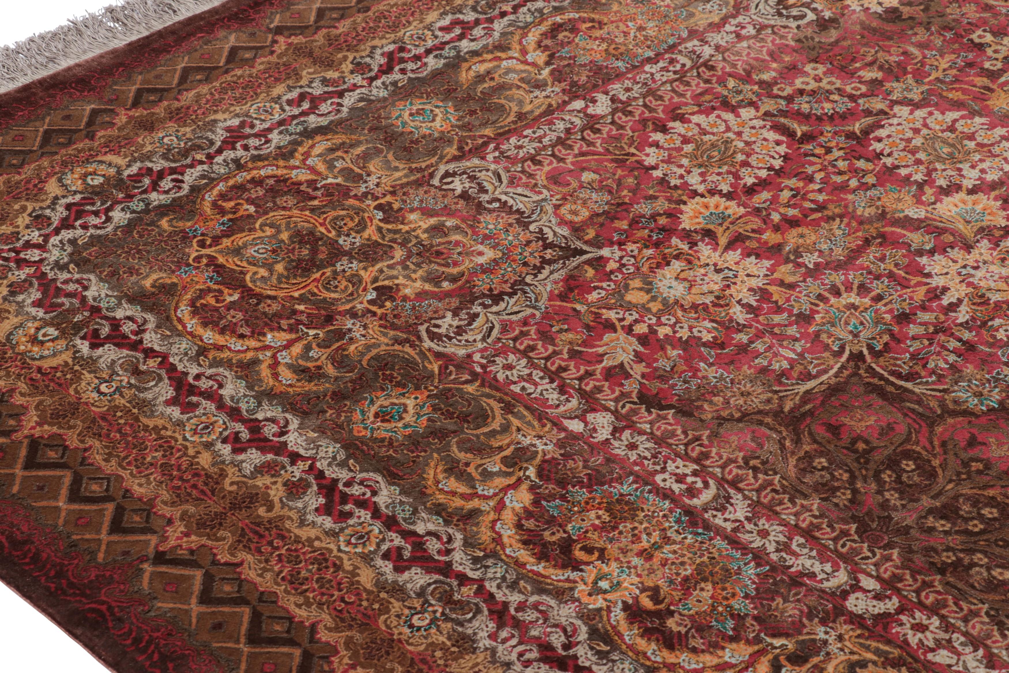 Indian Rug & Kilim’s Modern Classics Rug, Rich Red with Regal Floral Patterns “Afshan” For Sale