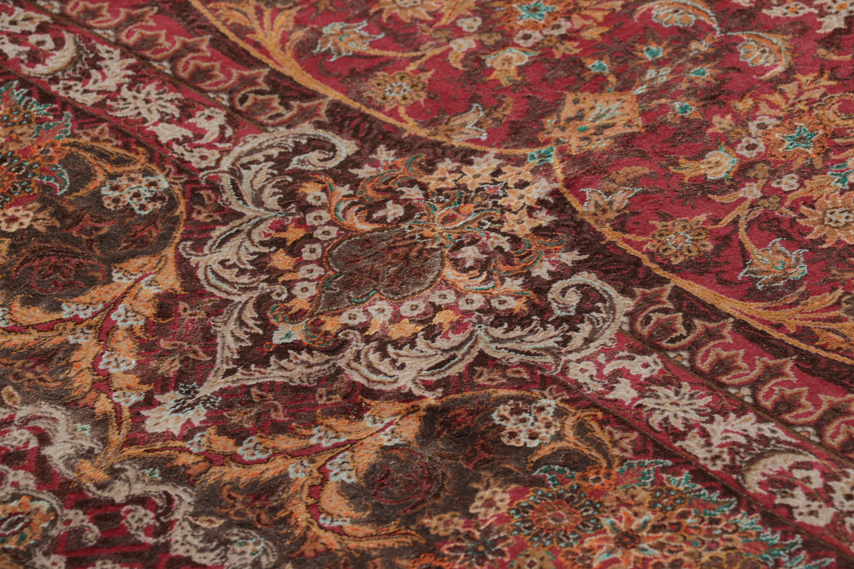 Silk Rug & Kilim’s Modern Classics Rug, Rich Red with Regal Floral Patterns “Afshan” For Sale