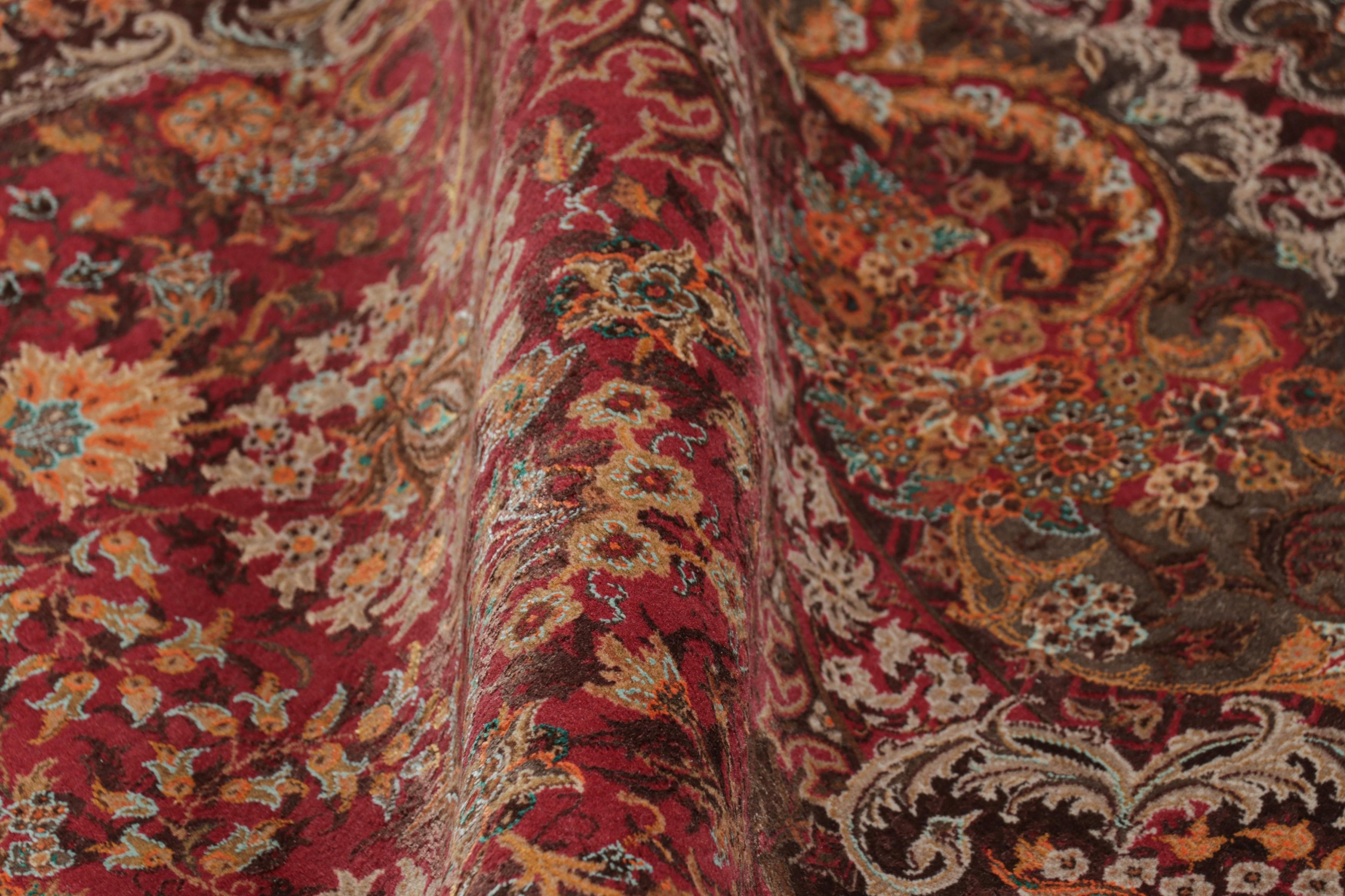 Rug & Kilim’s Modern Classics Rug, Rich Red with Regal Floral Patterns “Afshan” For Sale 1