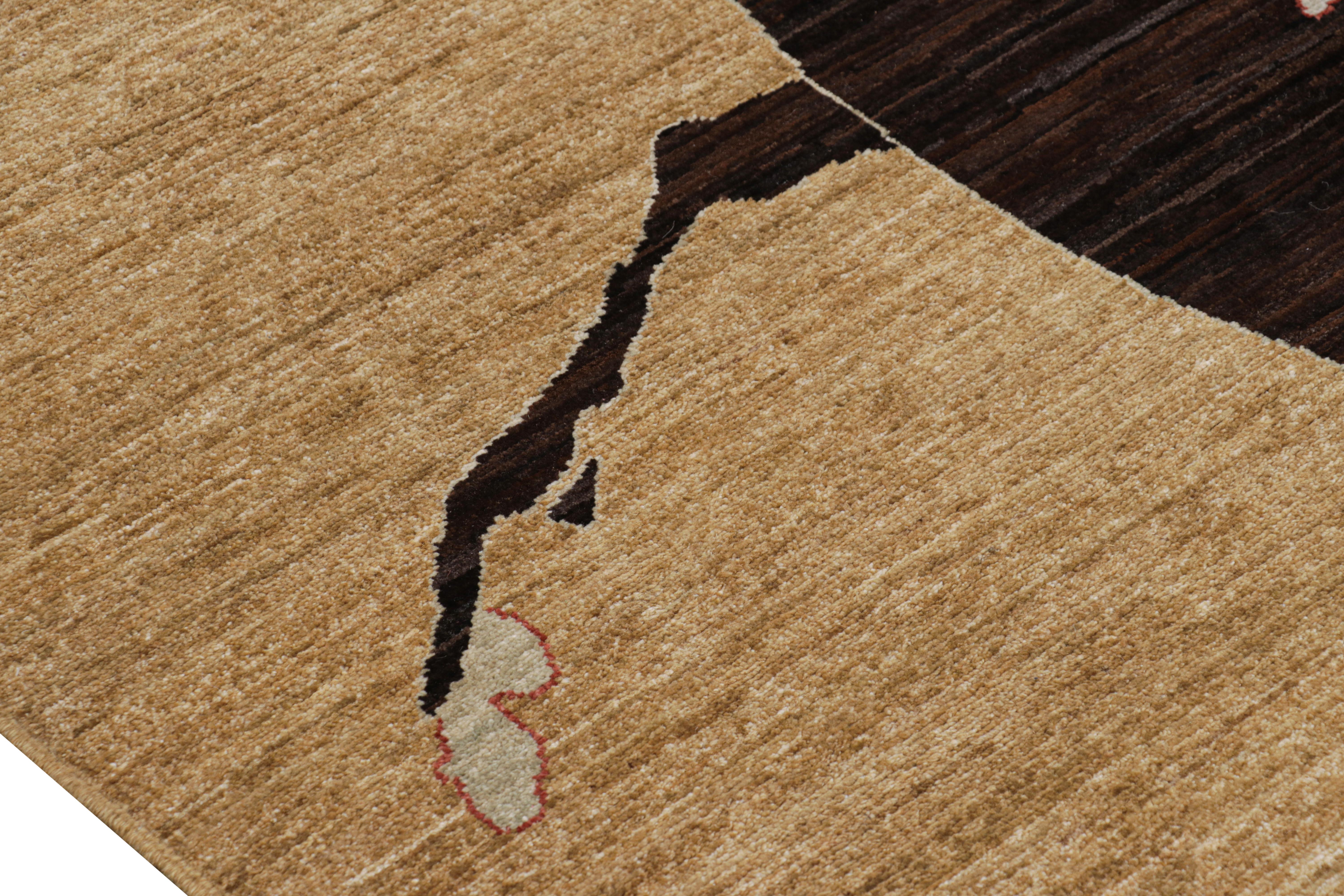 Contemporary Rug & Kilim’s Modern Classics Rug with Black, White, and Gold Horse Pictorials For Sale