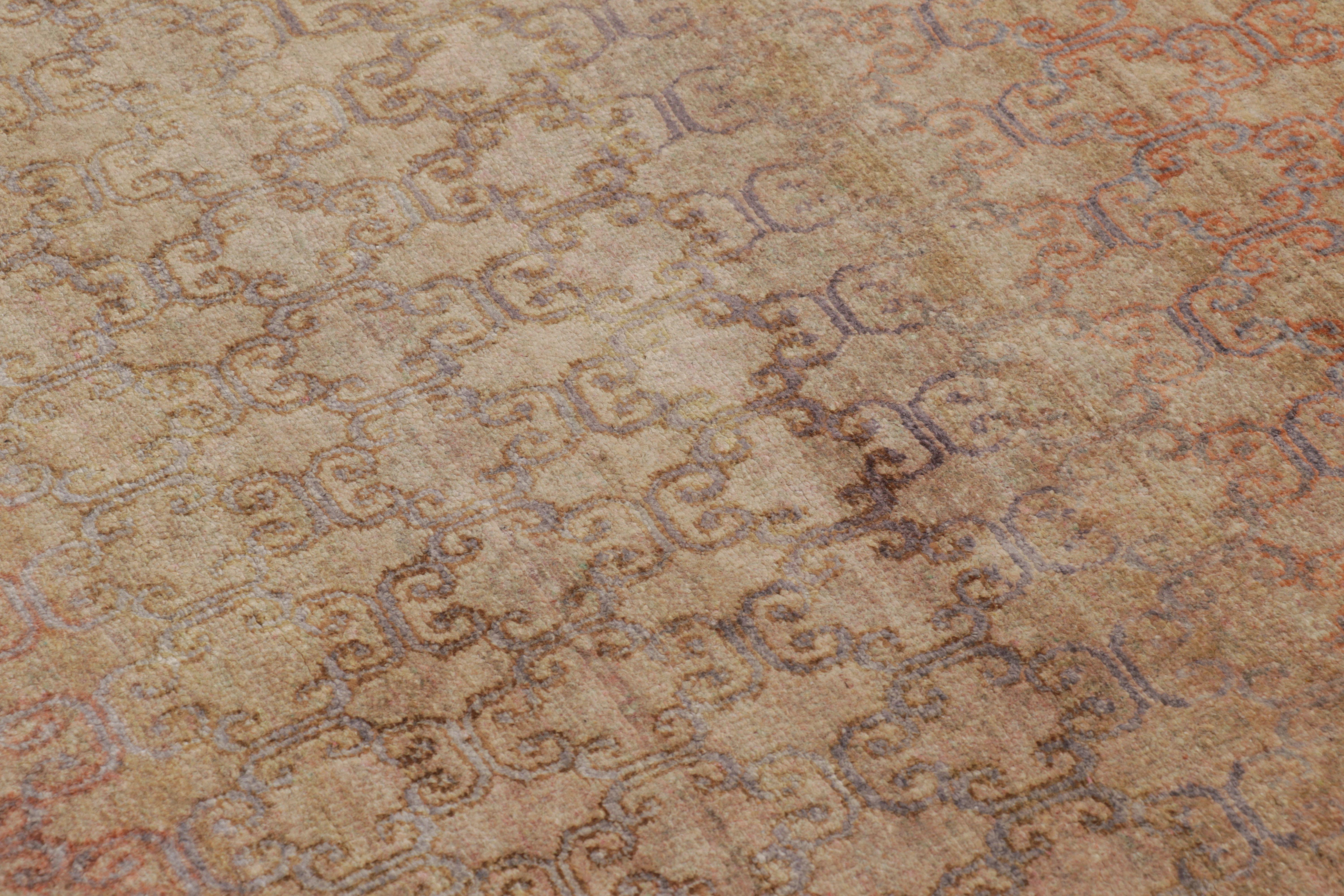 Contemporary Rug & Kilim’s Modern Classics Runner Rug in Ombre Rust and Mauve Floral Lattice For Sale