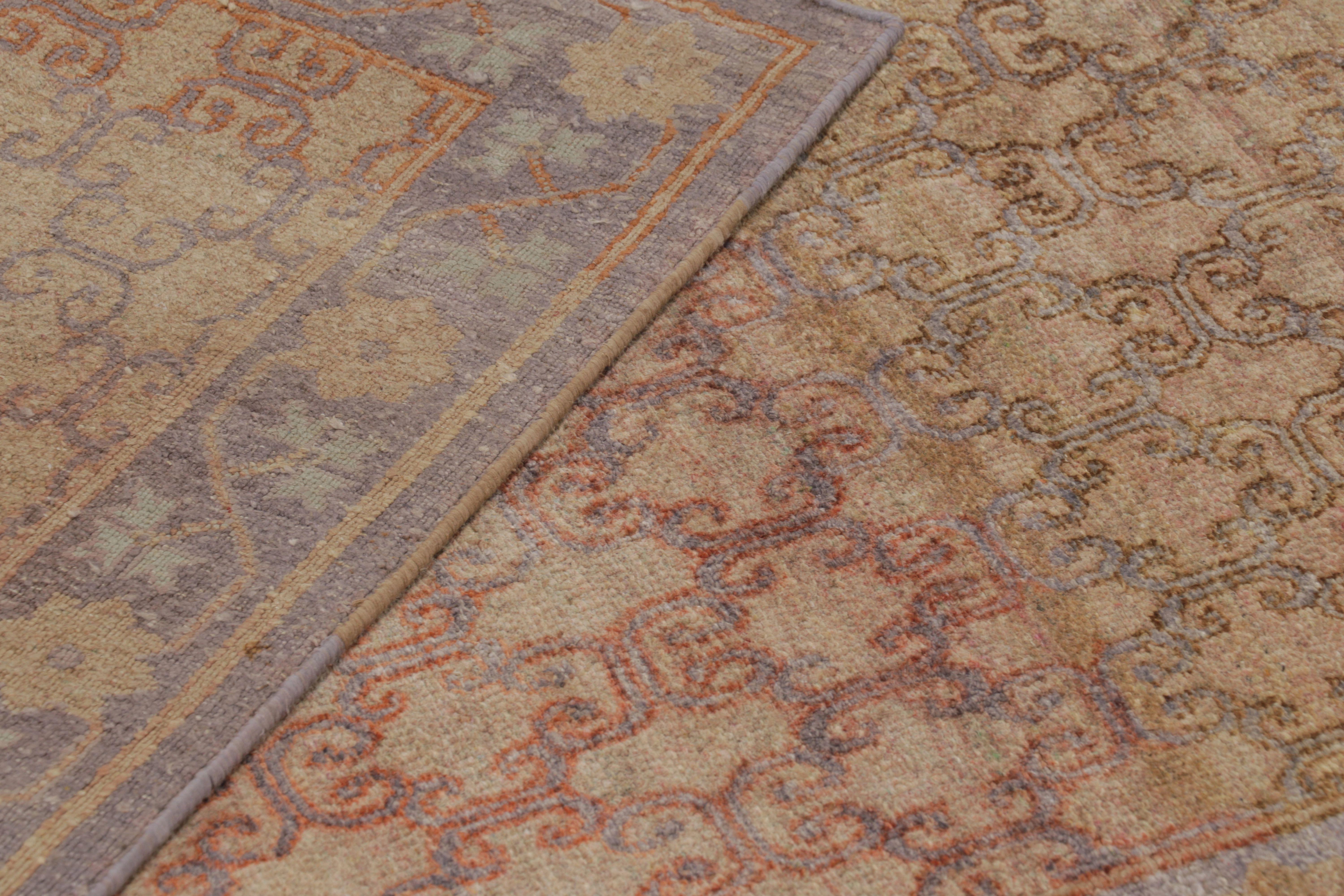 Wool Rug & Kilim’s Modern Classics Runner Rug in Ombre Rust and Mauve Floral Lattice For Sale