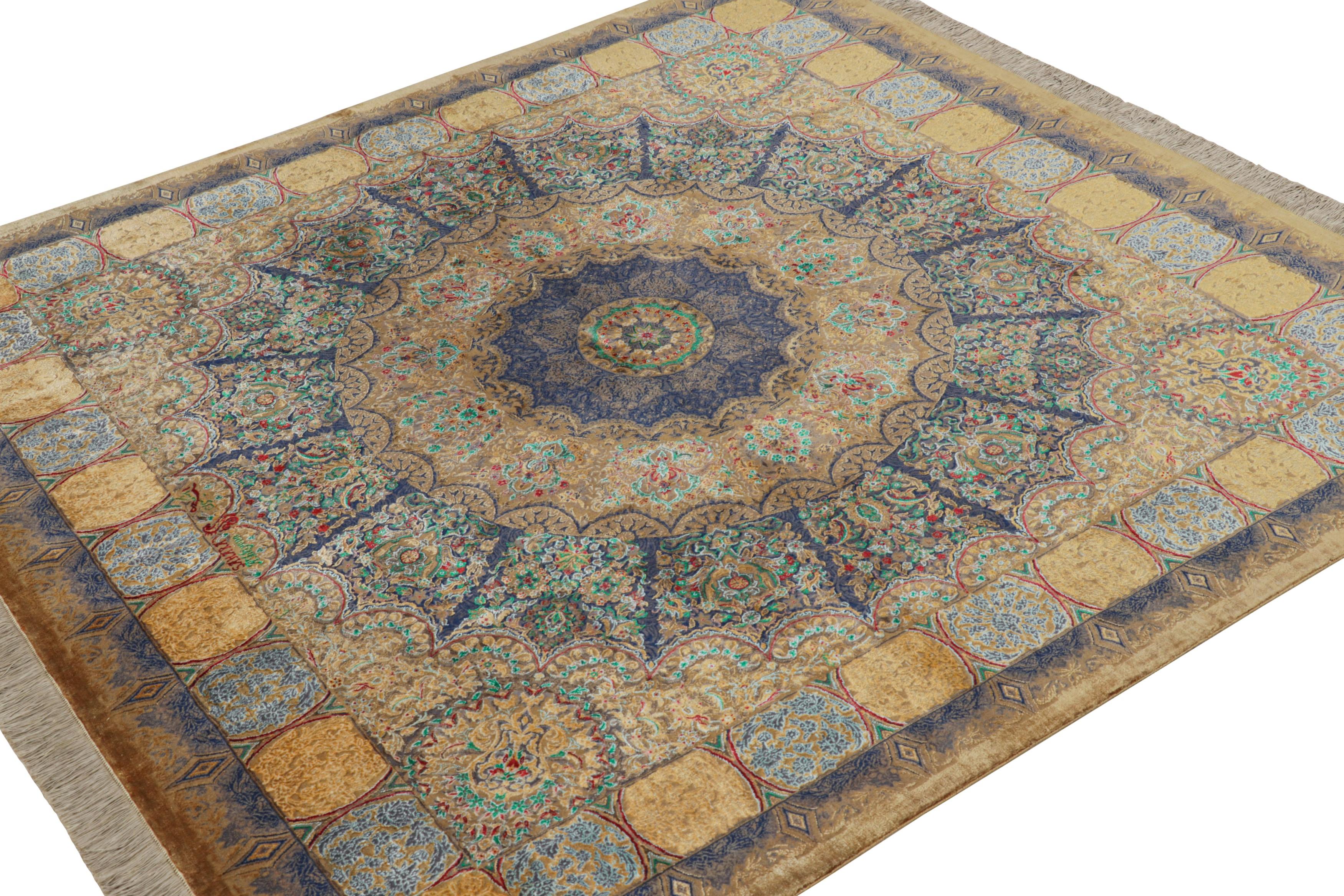 Indiano Rug & Kilim - Tappeto quadrato Modern Classics con medaglione floreale policromo 