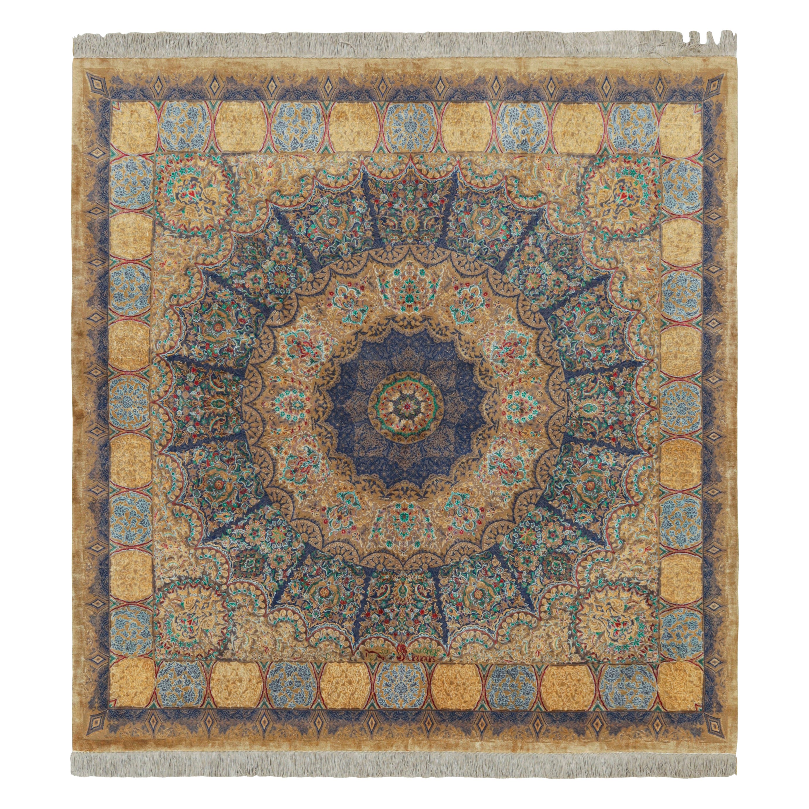Rug & Kilim's Modern Classics Square Rug In Polychrome Floral Medallion Liliom