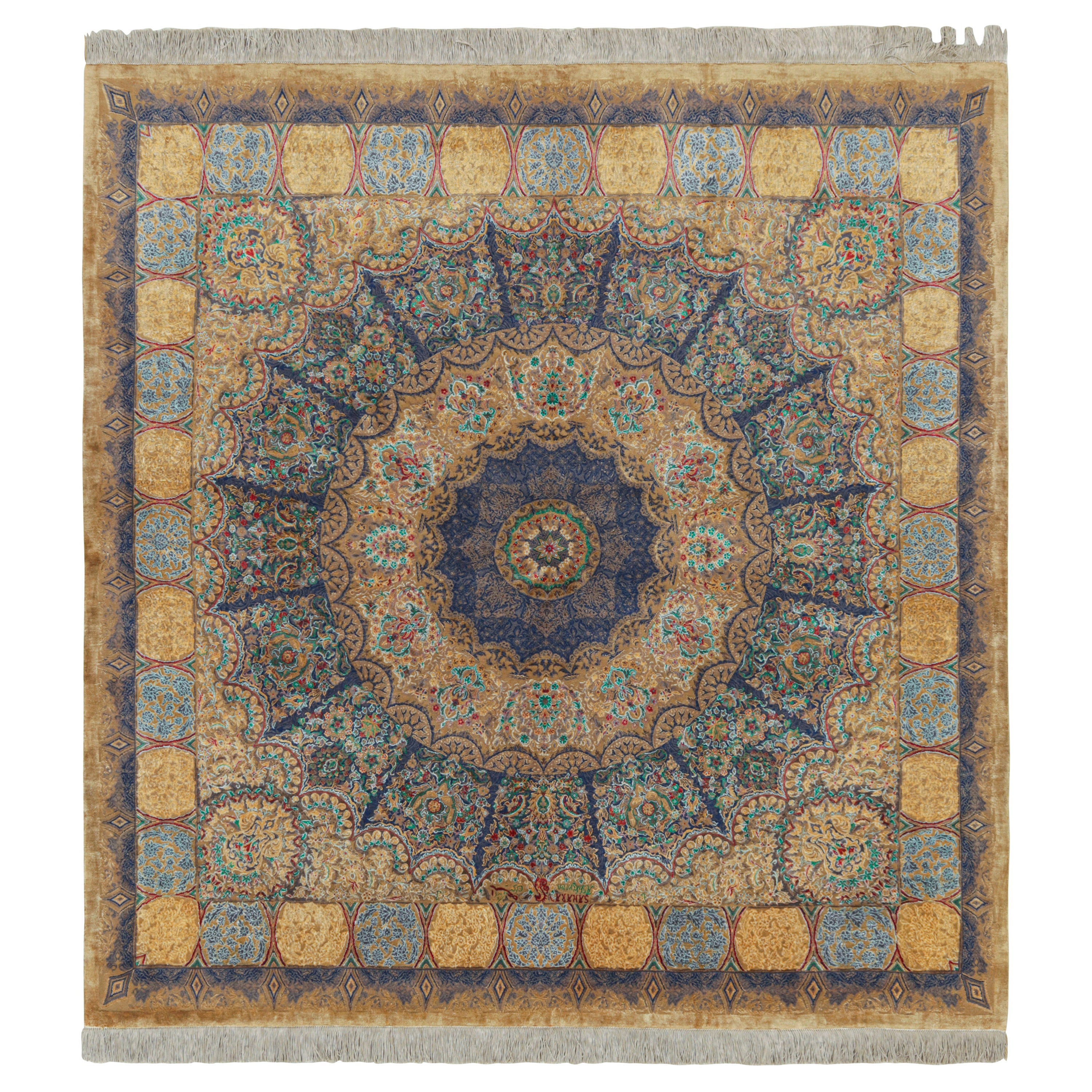 Rug 
Kilim - Tappeto quadrato Modern Classics con medaglione floreale policromo "Liliom". in vendita