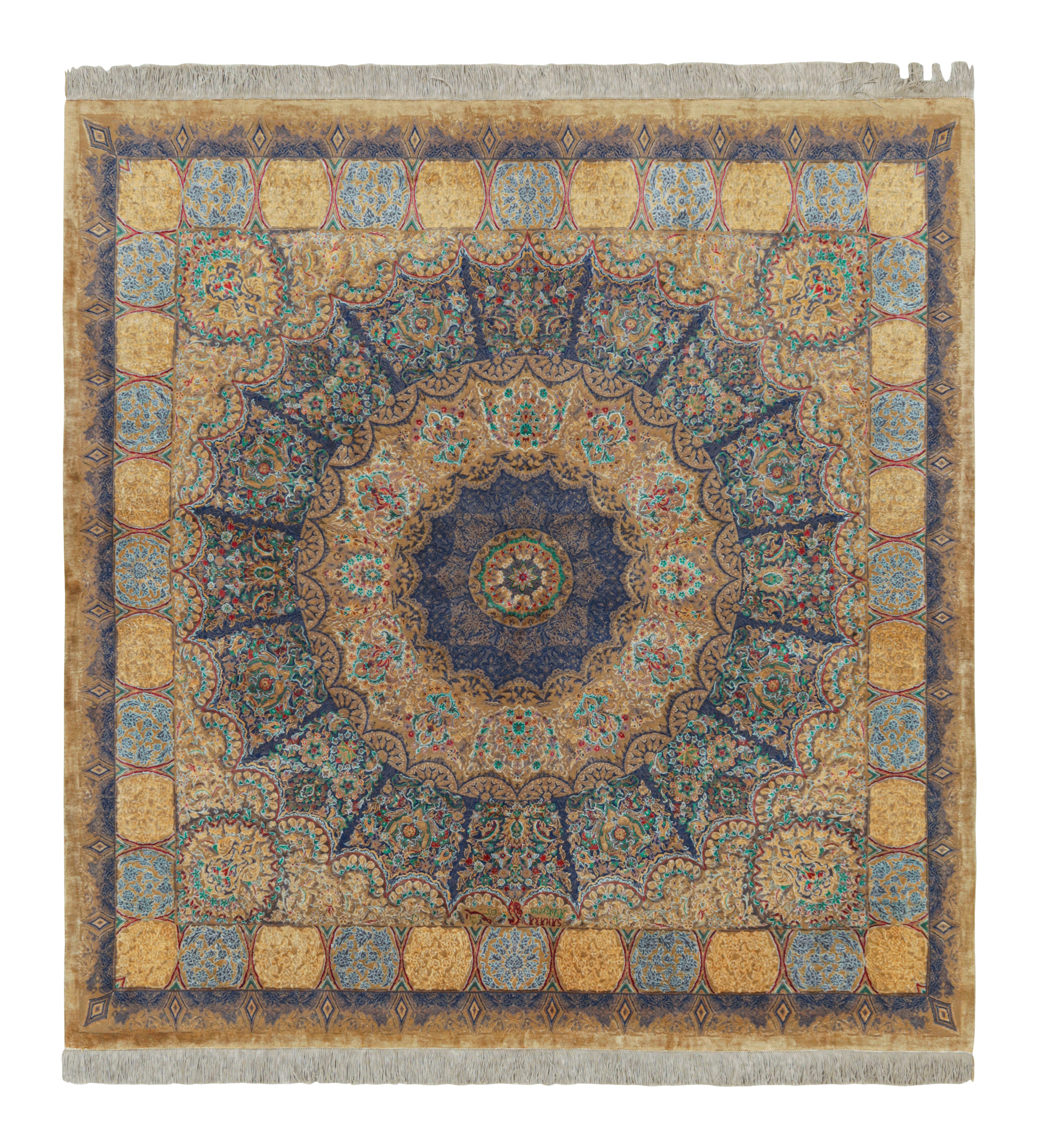 Rug & Kilim's Modern Classics Square Rug In Polychrome Floral Medallion Liliom