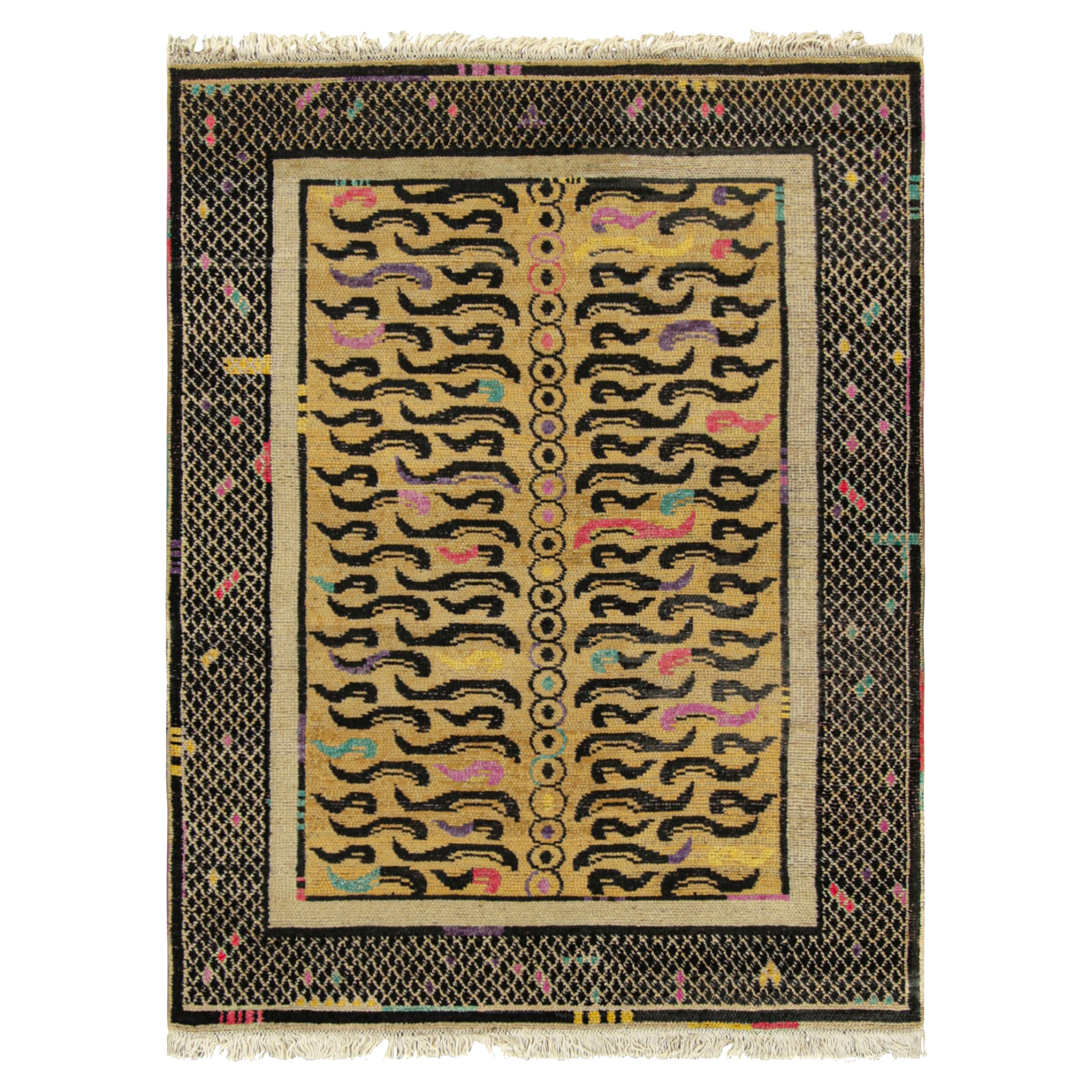 Tappeto Modern Classics Tiger di Rug & Kilim nei toni dell'oro e del nero in vendita