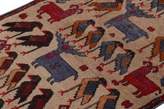 Rug & Kilim’s Modern Classics Tribal Rug in Beige with Animal Pictorials
