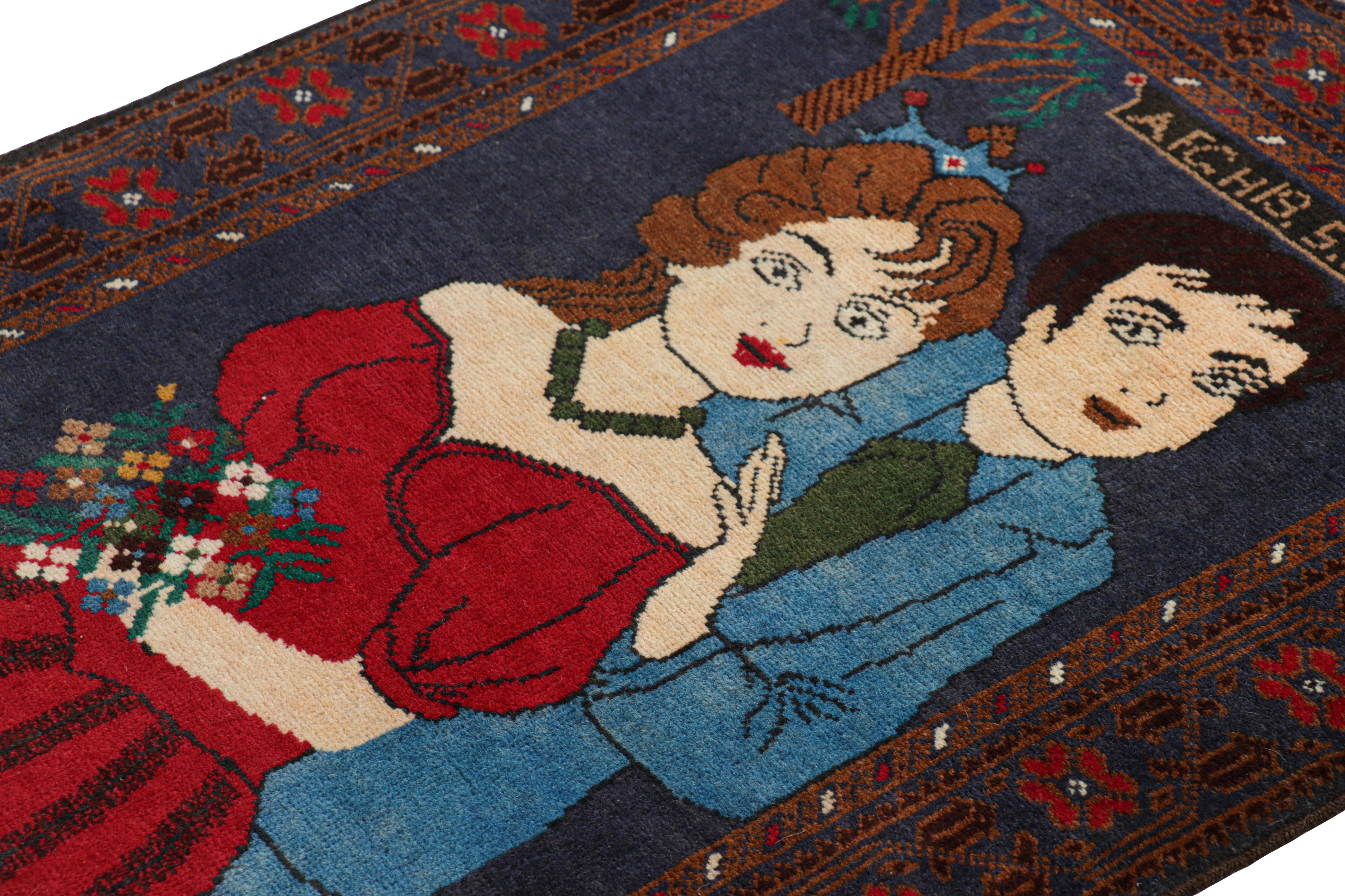 Hand knotted in wool, this 3x4 modern pictorial rug represents a new line of tribal carpets in the Modern Classics Collection by Rug & Kilim. Each piece represents the work of women weavers in Afghanistan, preserving the rich tradition of their