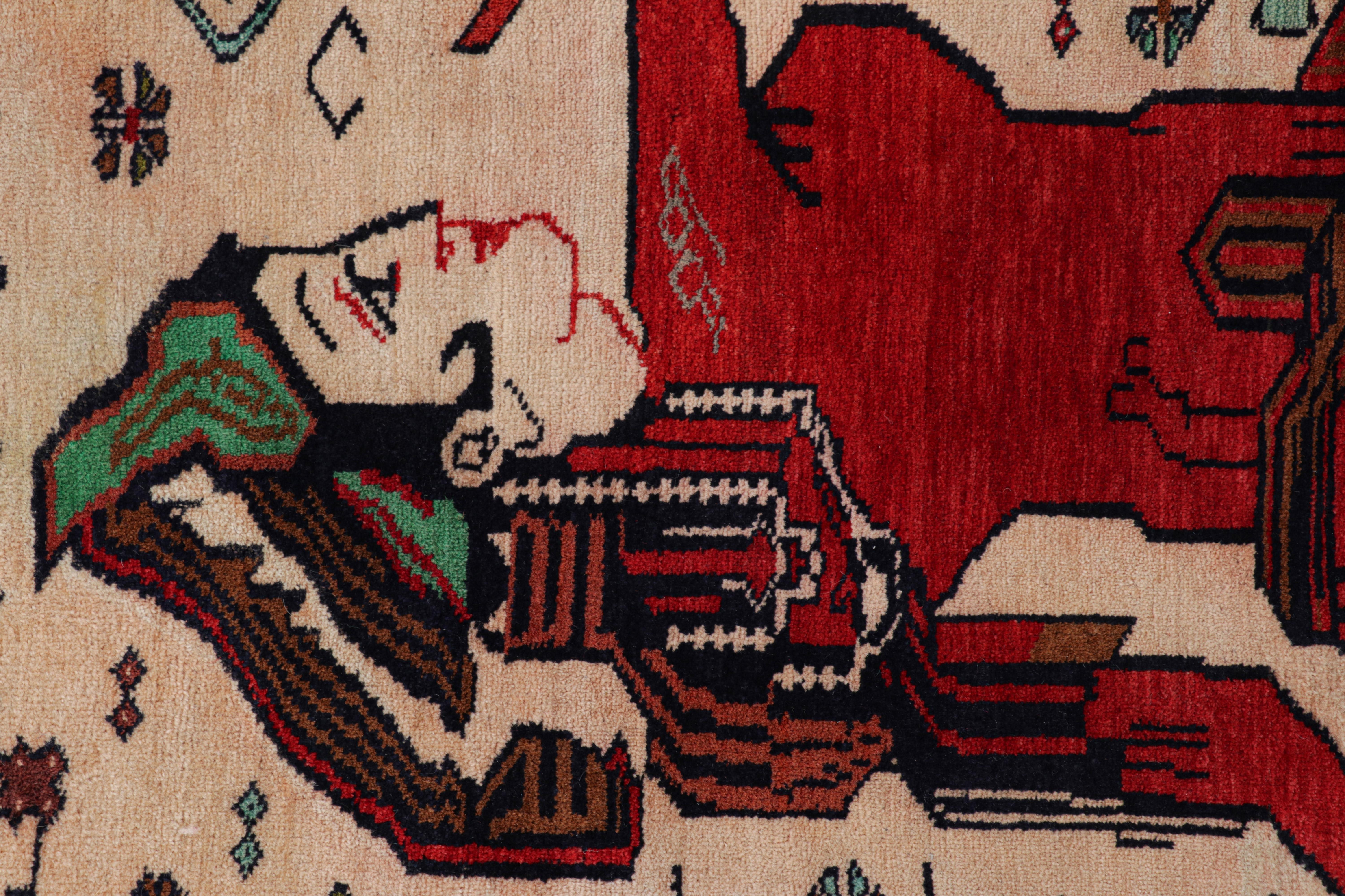 Afghano Tappeto Tribale Modern Classics di Rug & Kilim in beige con immagini umane in vendita