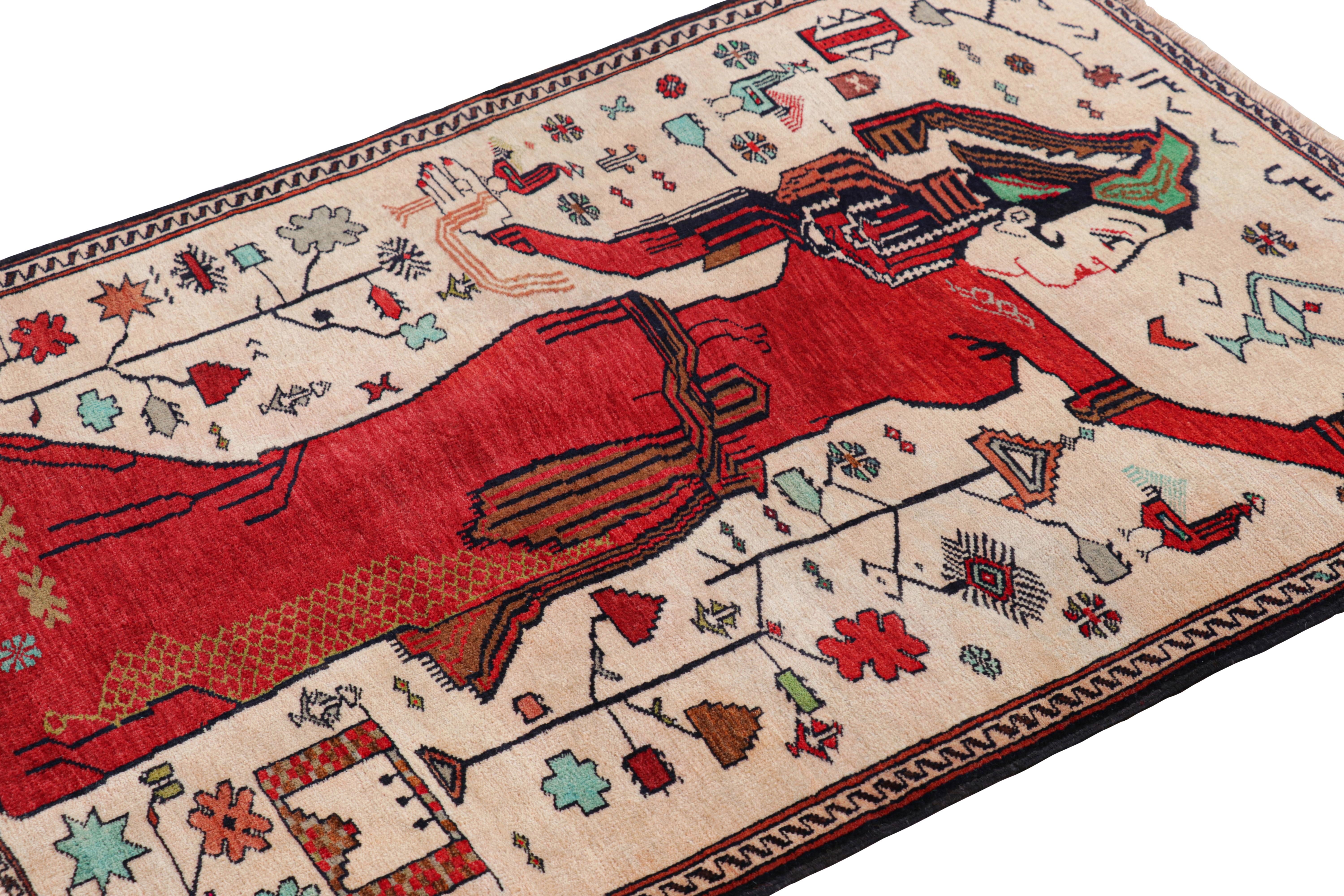 Annodato a mano Tappeto Tribale Modern Classics di Rug & Kilim in beige con immagini umane in vendita