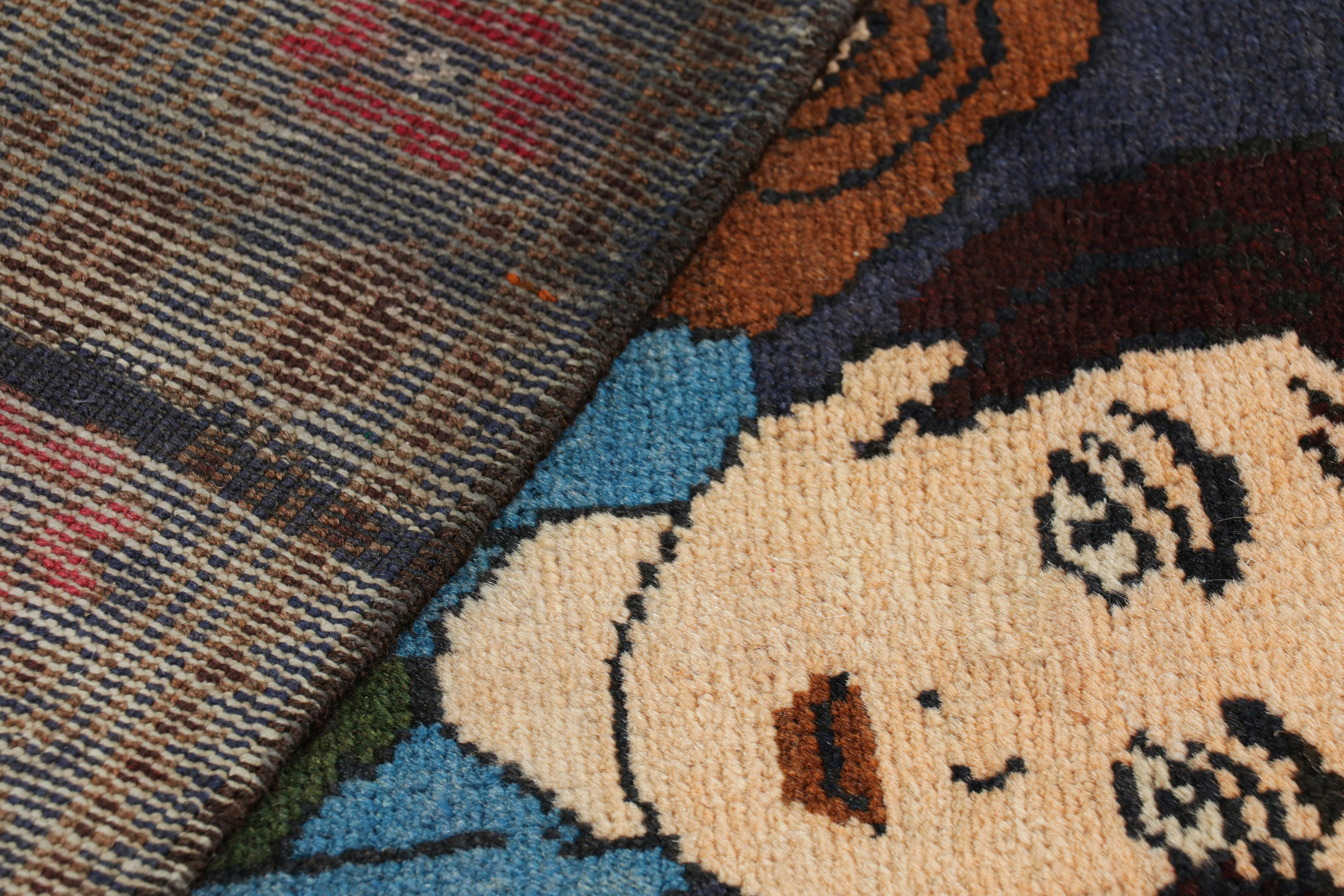Wool Rug & Kilim’s Modern Classics Tribal Rug in Beige with Human Pictorials For Sale