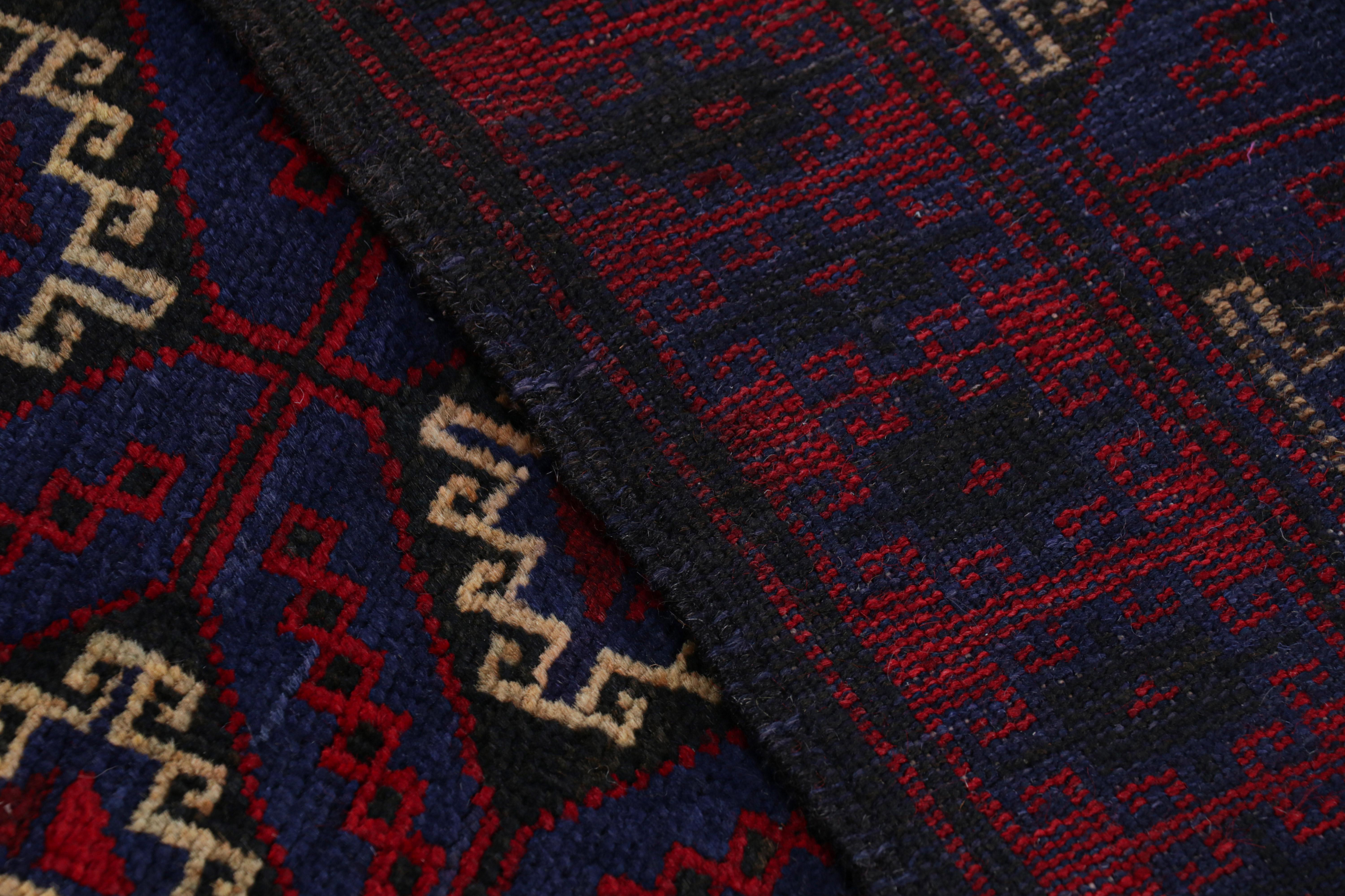 Wool Rug & Kilim’s Modern Classics Tribal Rug in Indigo with Geometric Medallions For Sale