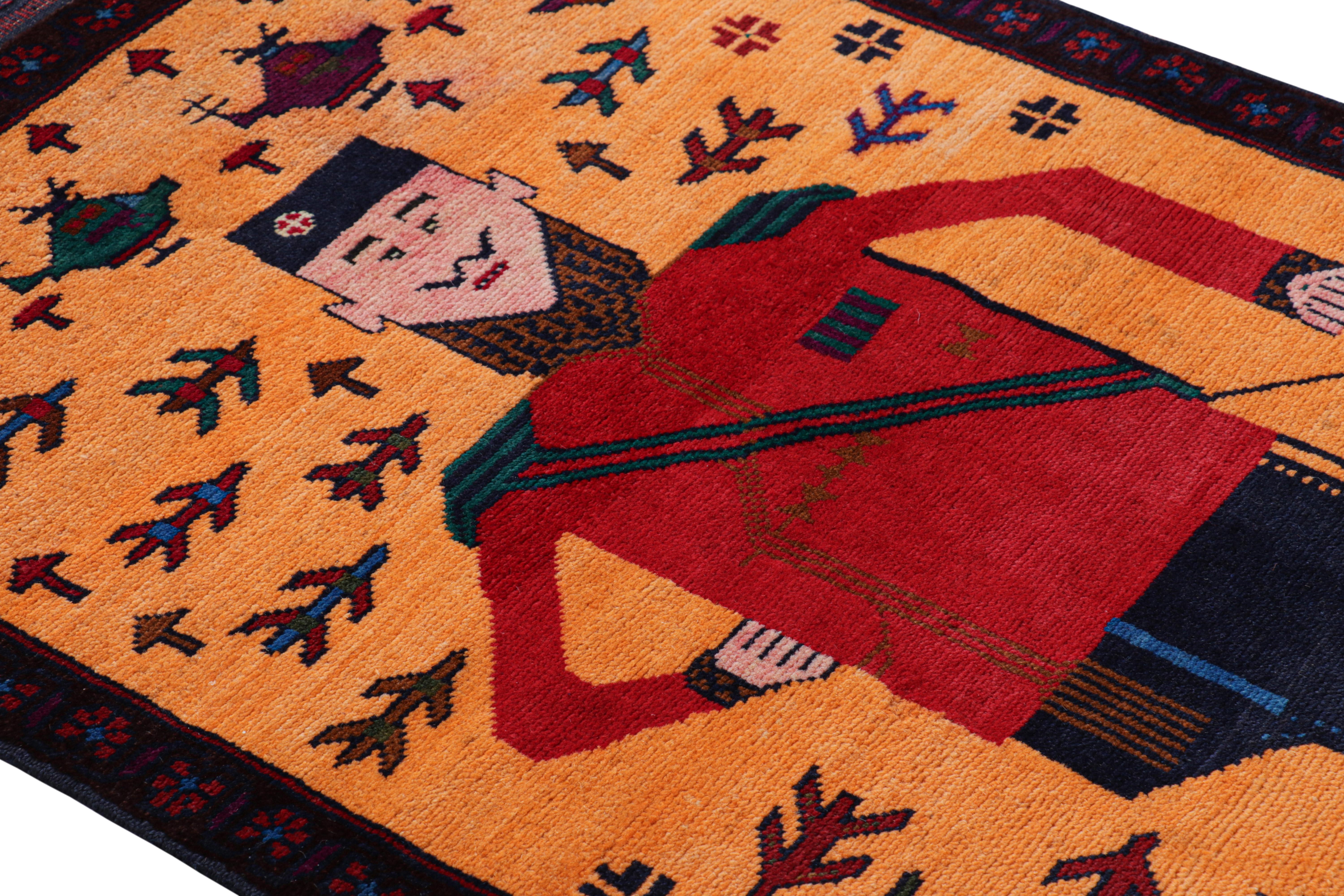 Hand knotted in wool, this 3x5 modern pictorial rug represents a new line of tribal carpets in the Modern Classics Collection by Rug & Kilim. Each piece represents the work of women weavers in Afghanistan, preserving the rich tradition of their