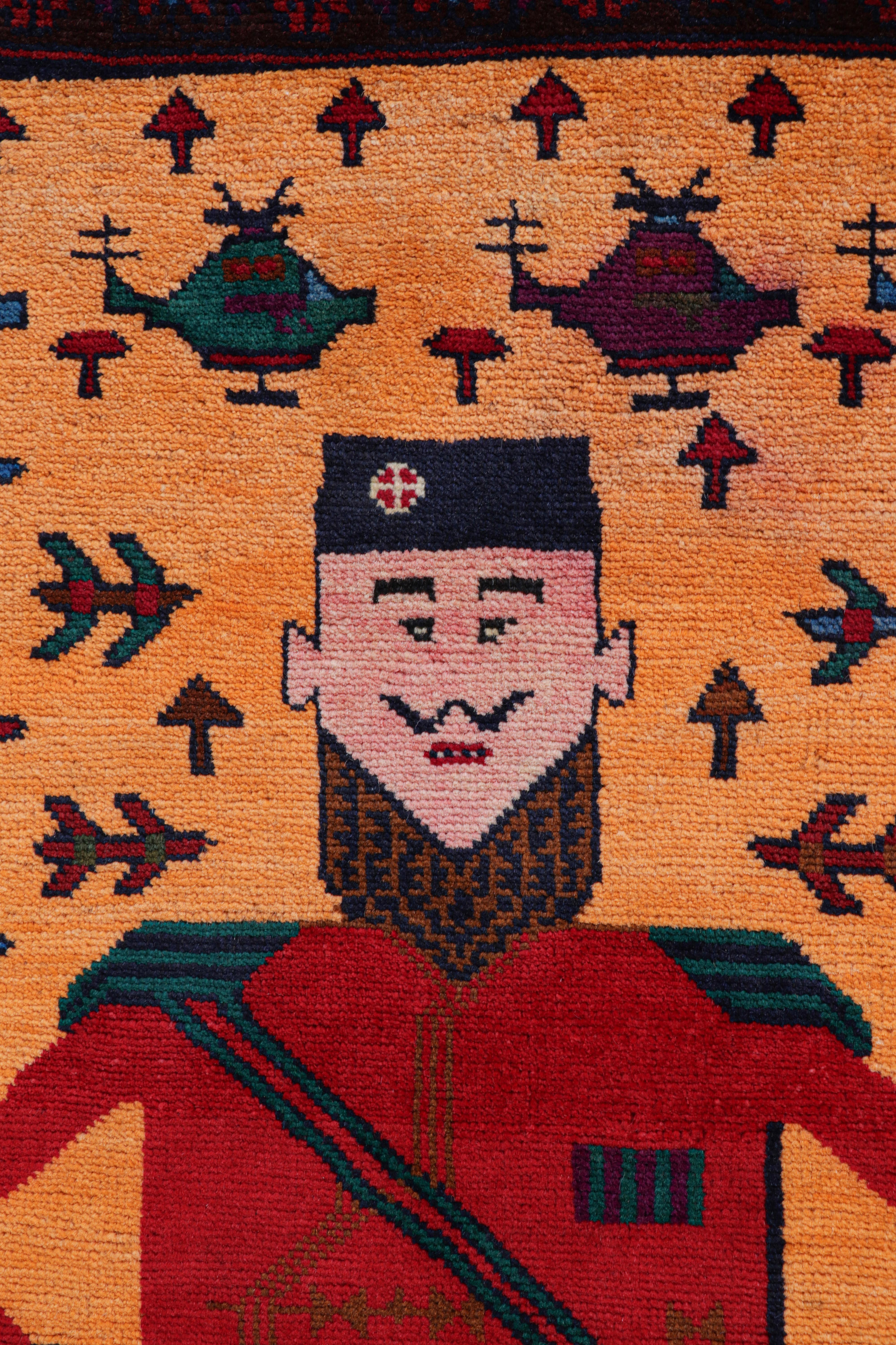 Afghan Rug & Kilim’s Modern Classics Tribal Rug with Figural and War Pictorials For Sale