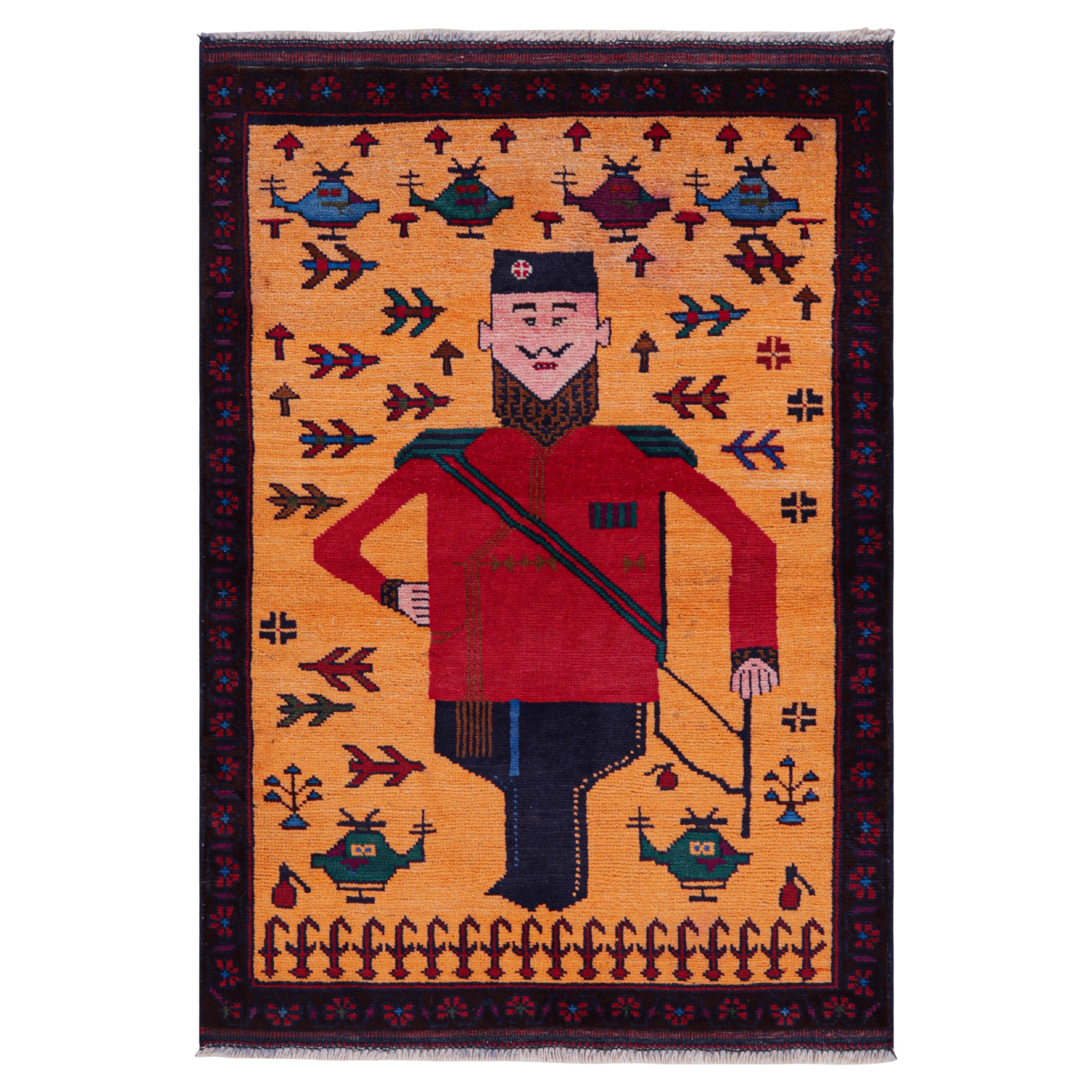 Rug & Kilim's Modern Classics Stammesteppich mit figürlichen und kriegerischen Darstellungen im Angebot
