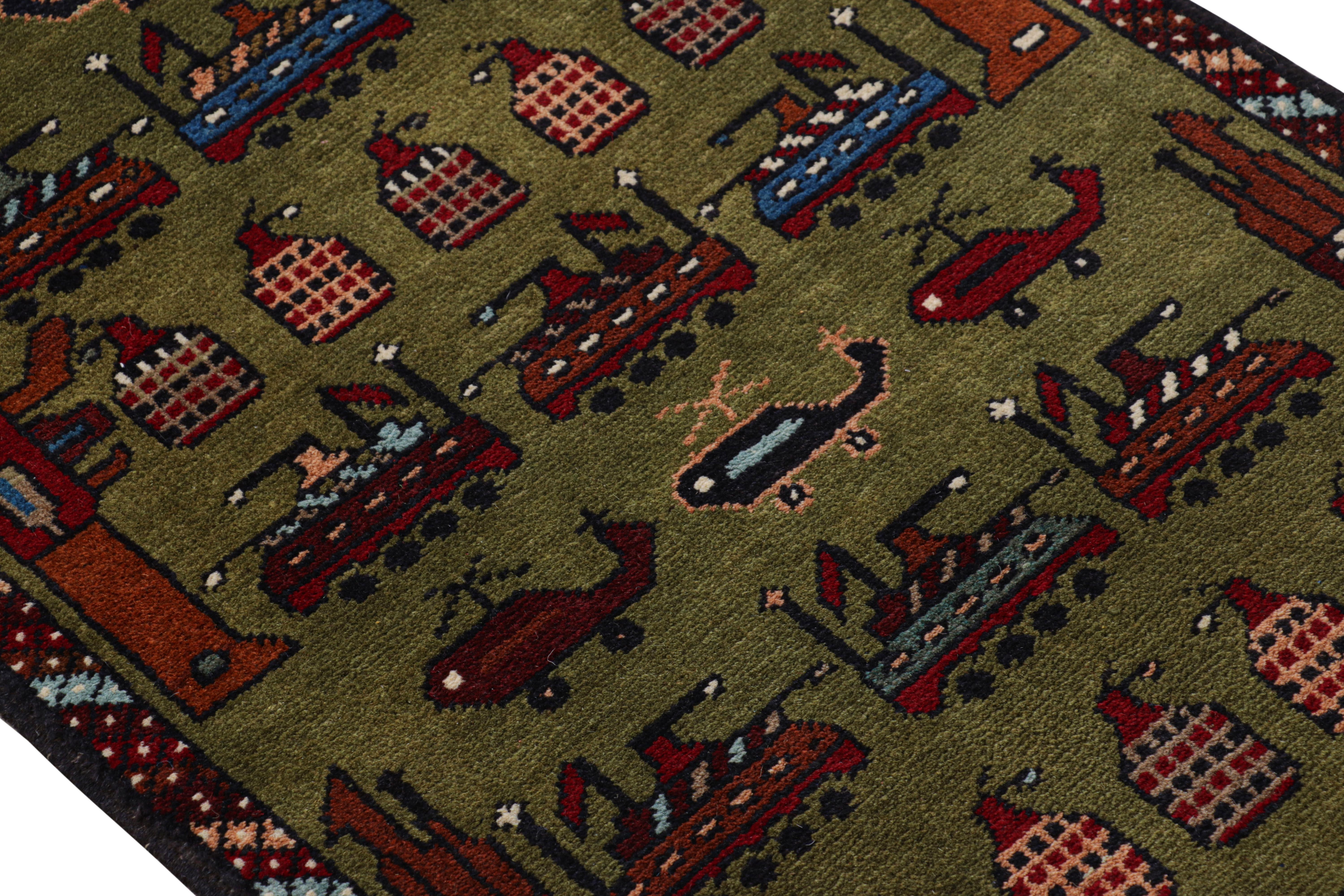 Annodato a mano in lana, questo tappeto moderno 2x3 rappresenta una nuova linea di tappeti tribali della Modern Classics Collection di Rug & Kilim. Ogni pezzo rappresenta il lavoro delle donne tessitrici dell'Afghanistan, che conservano la ricca