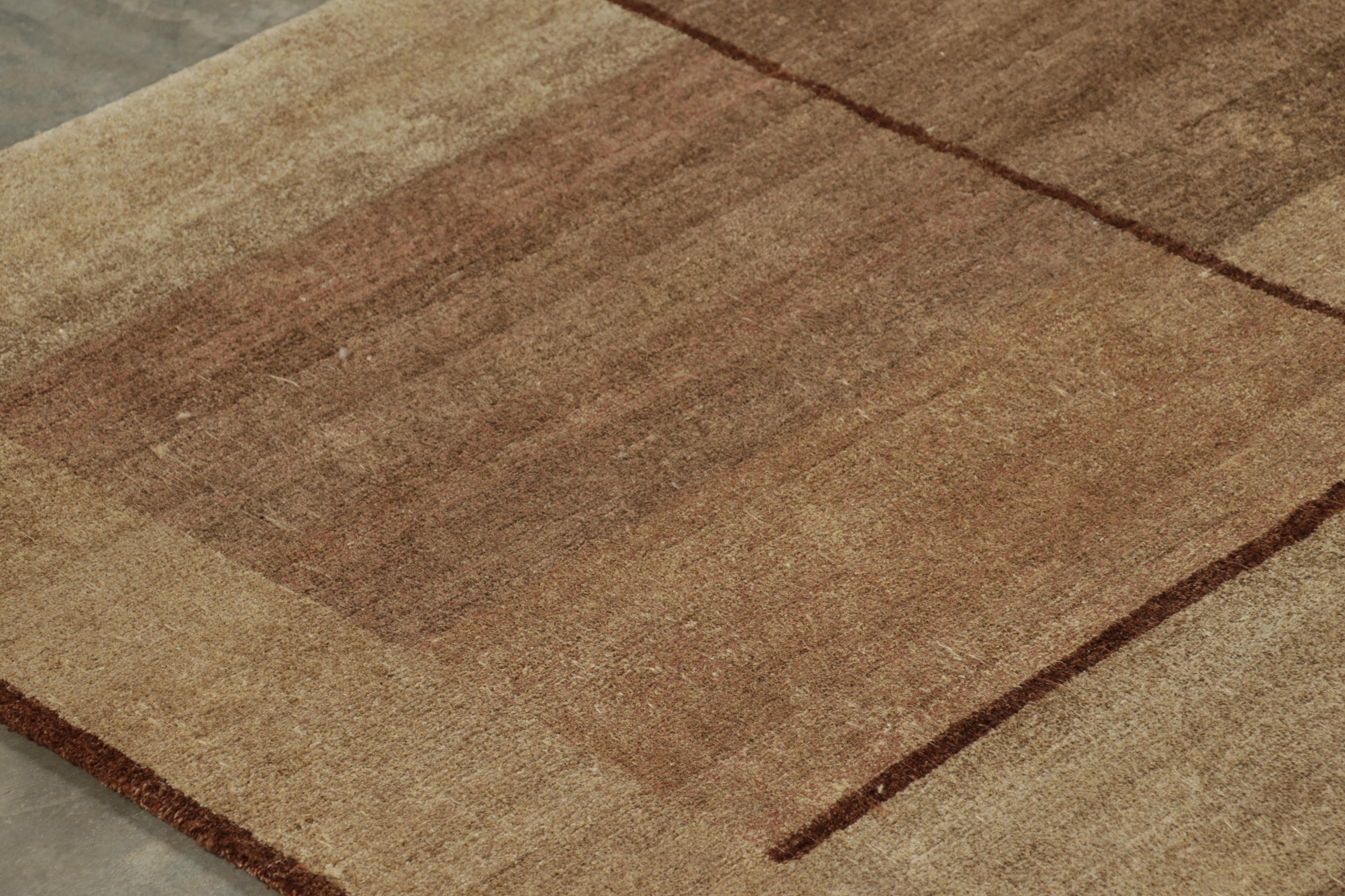 Rug & Kilim's Modern Cubist Style Rug with Beige-Brown Geometric Patterns (tapis moderne de style cubiste avec des motifs géométriques beige-brun) Neuf - En vente à Long Island City, NY