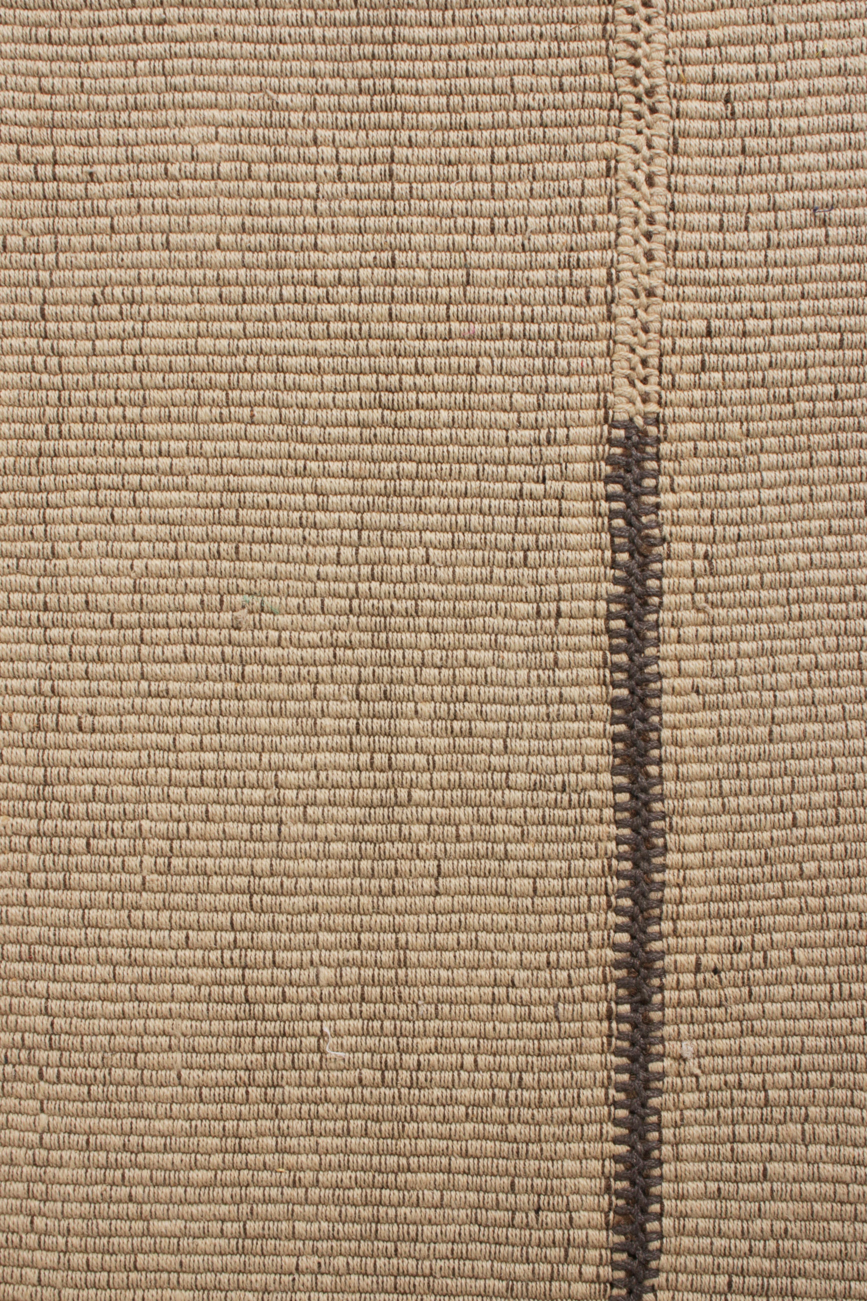 Rug & Kilim’s Modern Custom Kilim in Beige-Brown, Black Striped Pattern In New Condition For Sale In Long Island City, NY