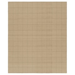 Rug & Kilim’s Modern Custom Rug Design in Beige with Green Geometric Patterns