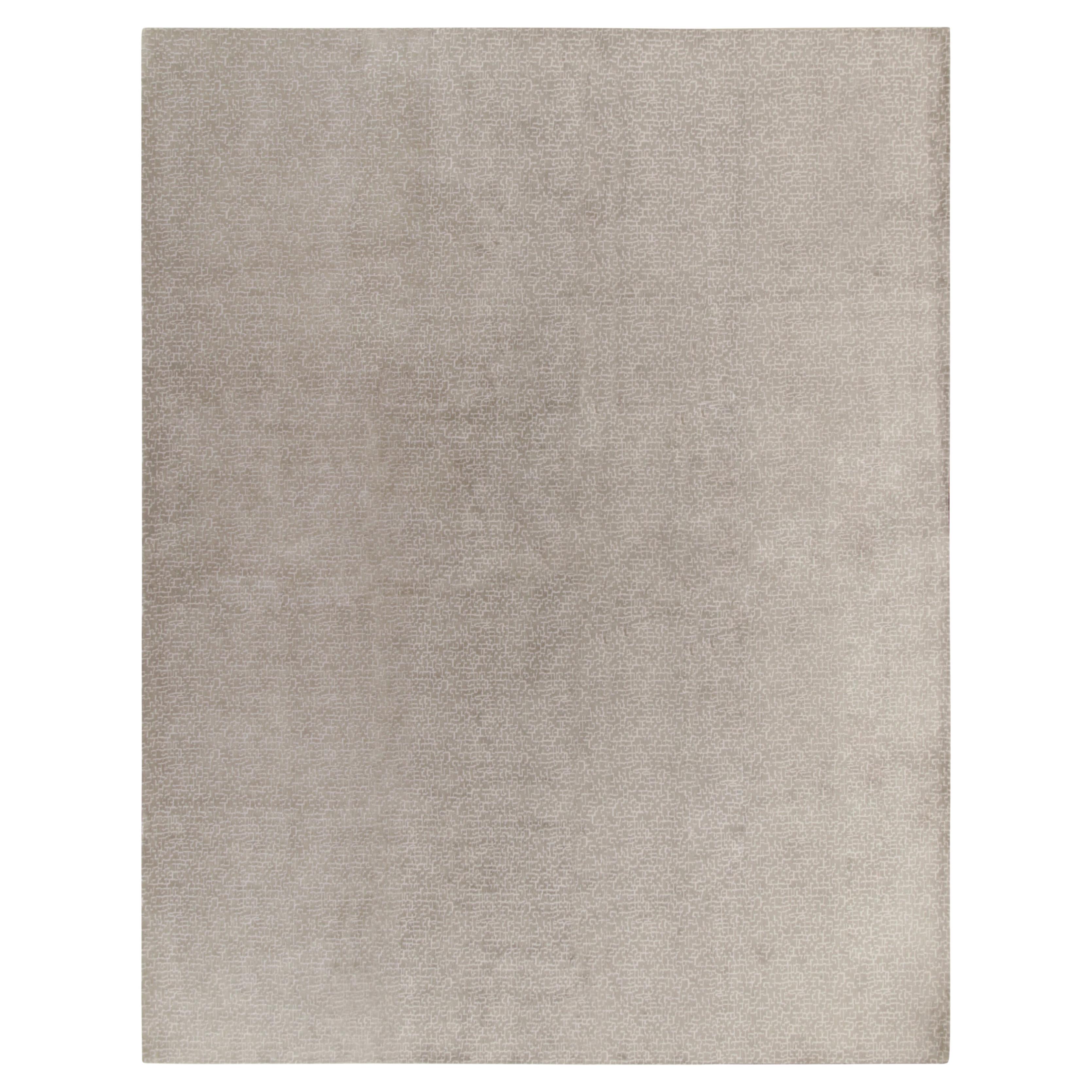 Rug & Kilim's Modern Custom Teppich in Silbergrau mit weißem geometrischem Muster