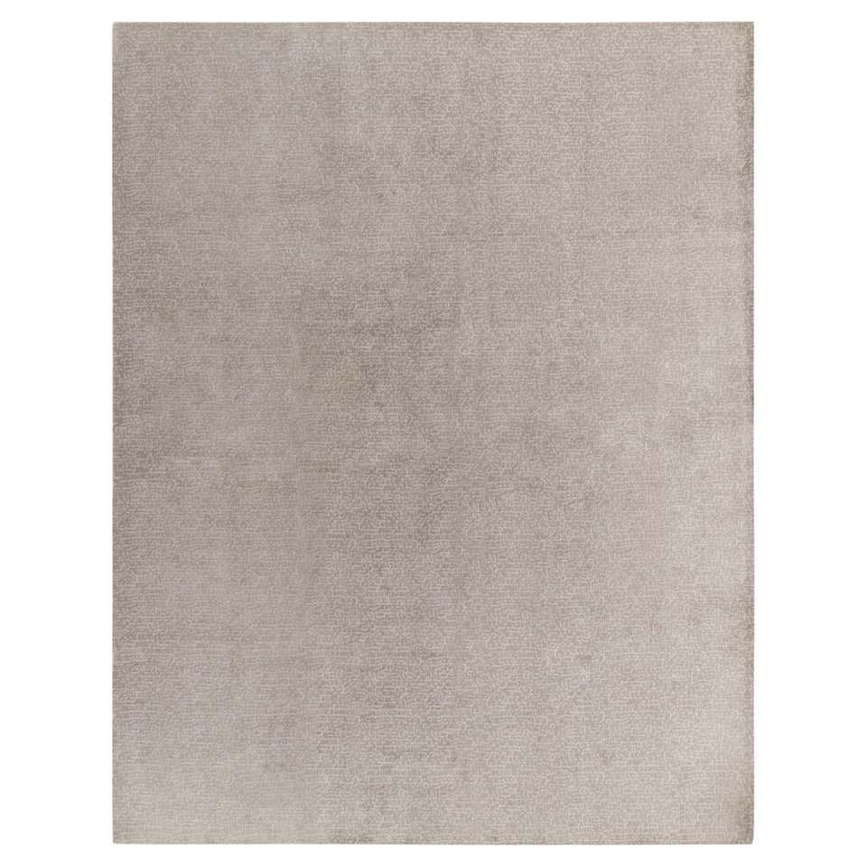 Modern Gray Handmade Geometric and Textured Custom Wool Rug For Sale at ...