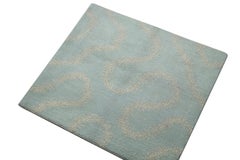 Rug & Kilim's Modern Custom Rug Sample, Blue with Beige Wavy Patterns