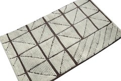 Rug & Kilim's Modern Custom Rug Sample, Brown and White Geometric Pattern