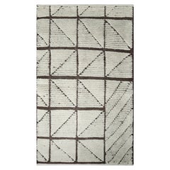 Rug & Kilim's Modern Custom Rug Sample, Brown and White Geometric Pattern
