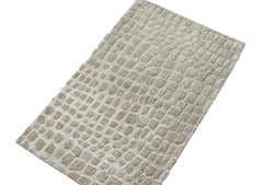Rug & Kilim's Modern Custom Rug Sample, Gray and Beige High-Low Geometric Patter