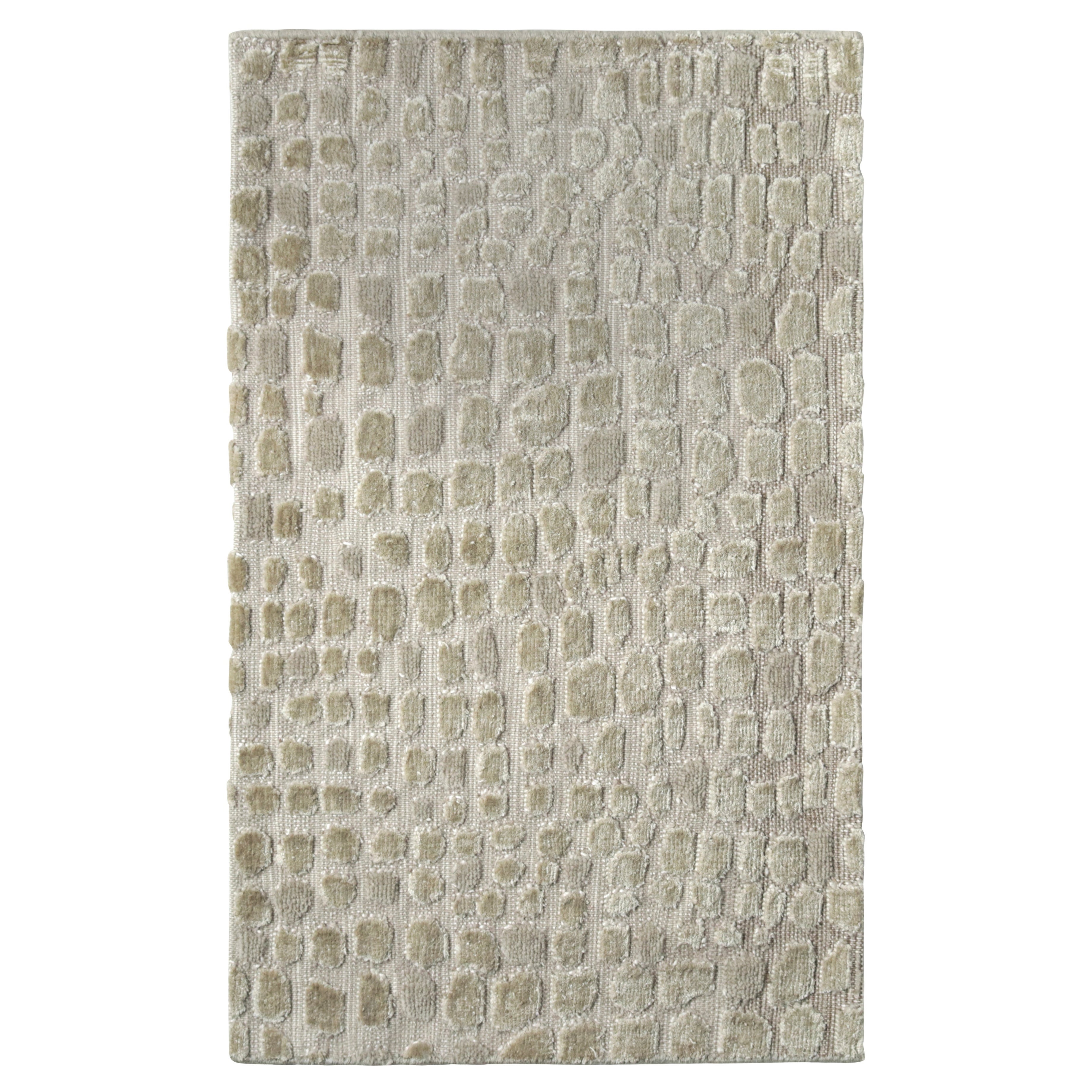 Campione di tappeto moderno personalizzato Rug & Kilim, motivo geometrico alto-basso grigio e beige