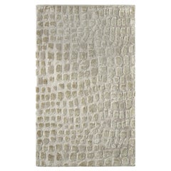 Campione di tappeto moderno personalizzato Rug & Kilim, motivo geometrico alto-basso grigio e beige