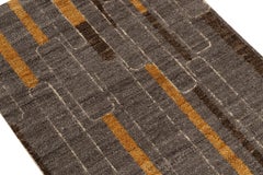 Rug & Kilim’s Modern Custom Rug Sample, Gray, Gold and Brown Geometric Patterns