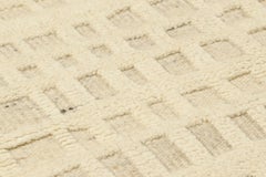 Rug & Kilim’s Modern Custom Rug Sample with Cream White Geometric Patterns