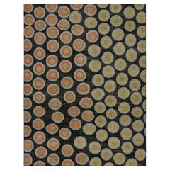 Rug & Kilim's Modern Deco Rug, with Geometric Patterns in Green, Orange and Blue (en anglais)