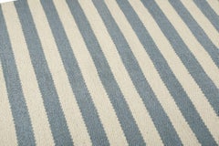 Rug & Kilim's Modern Dhurrie Flatweave Rug with Blue & Ivory Stripes