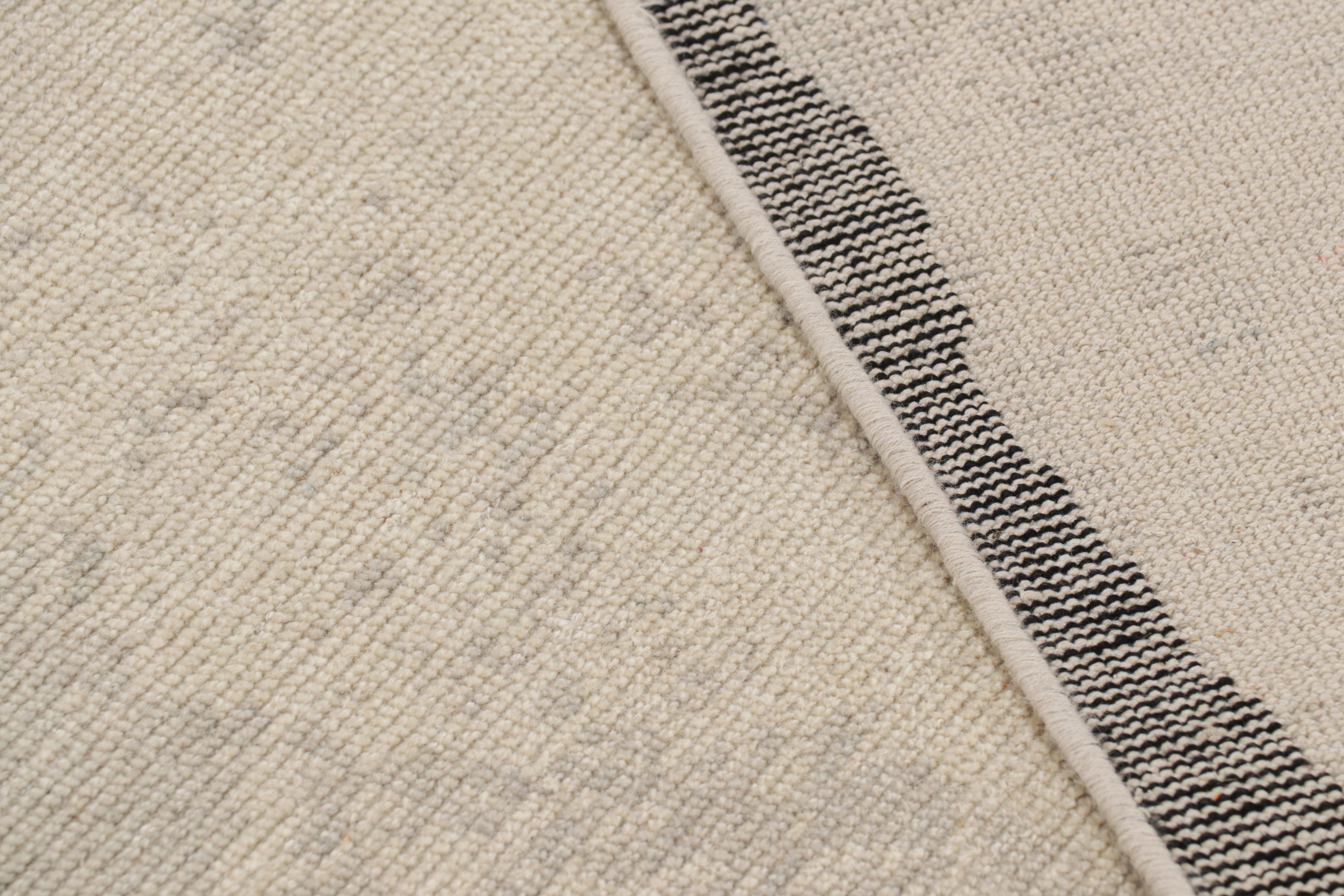 Rug & Kilim's Modern Distressed Abstract Runner in Beige-, Grau- und Schwarztönen (21. Jahrhundert und zeitgenössisch)
