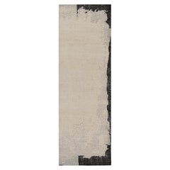 Rug & Kilim's Modern Distressed Abstract Runner in Beige-, Grau- und Schwarztönen