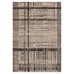 Rug & Kilim’s Modern Distressed Geometric Rug in Beige/Brown White & Black Tones