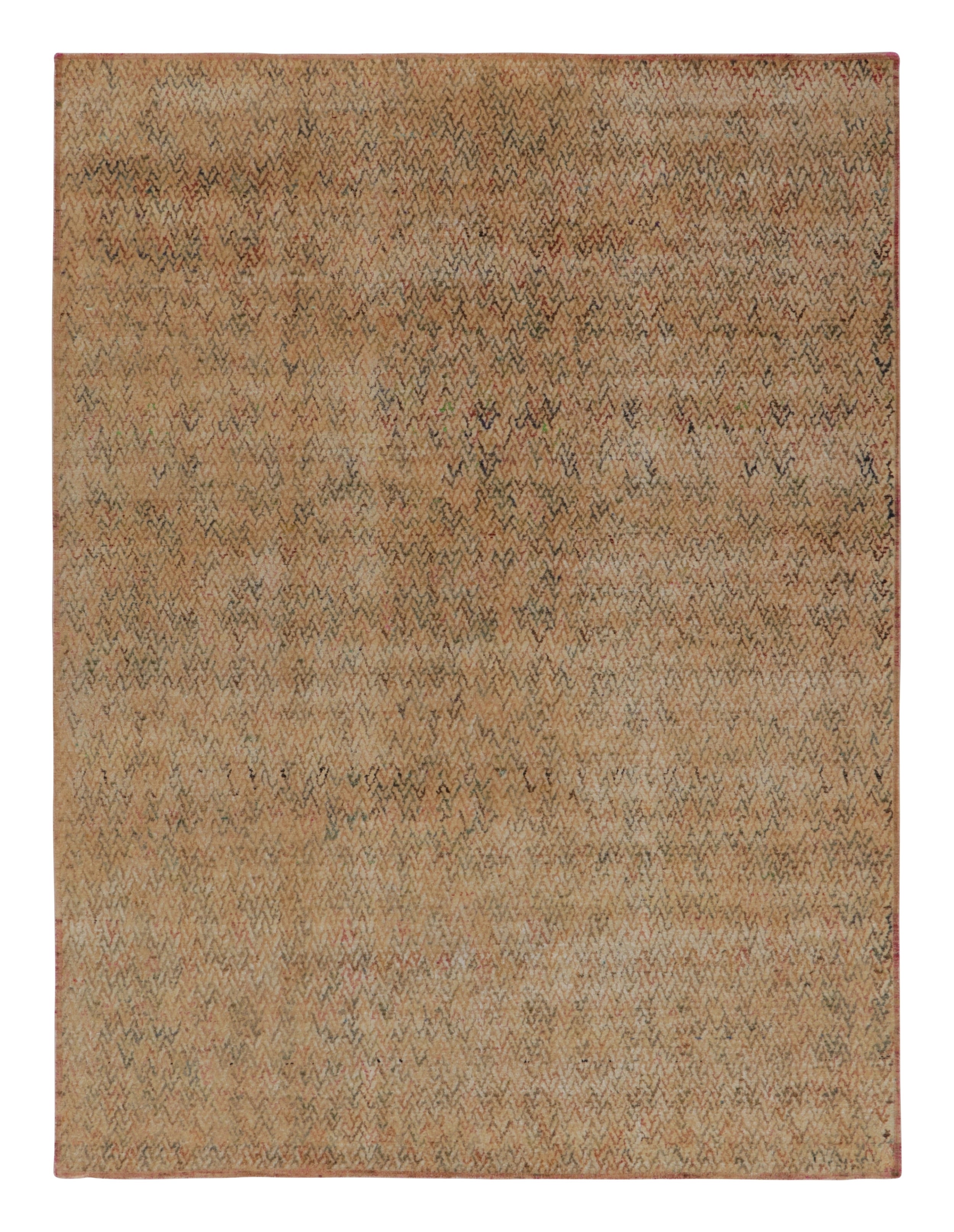 Rug
Kilim’s Modern Distressed Rug in Beige and Gold with Geometric Patterns