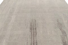 Rug & Kilim’s Modern Distressed Rug in Gray with Abstract Minimalist Patterns