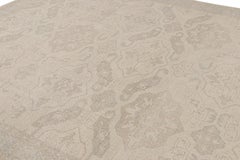 Rug & Kilim’s Modern Distressed Style Rug in Beige and Gray Geometric Patterns