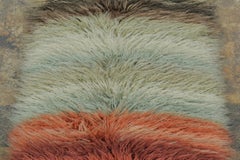 Rug & Kilim’s Modern Extra-Long Shag Runner, Polychromatic Geometric Stripes