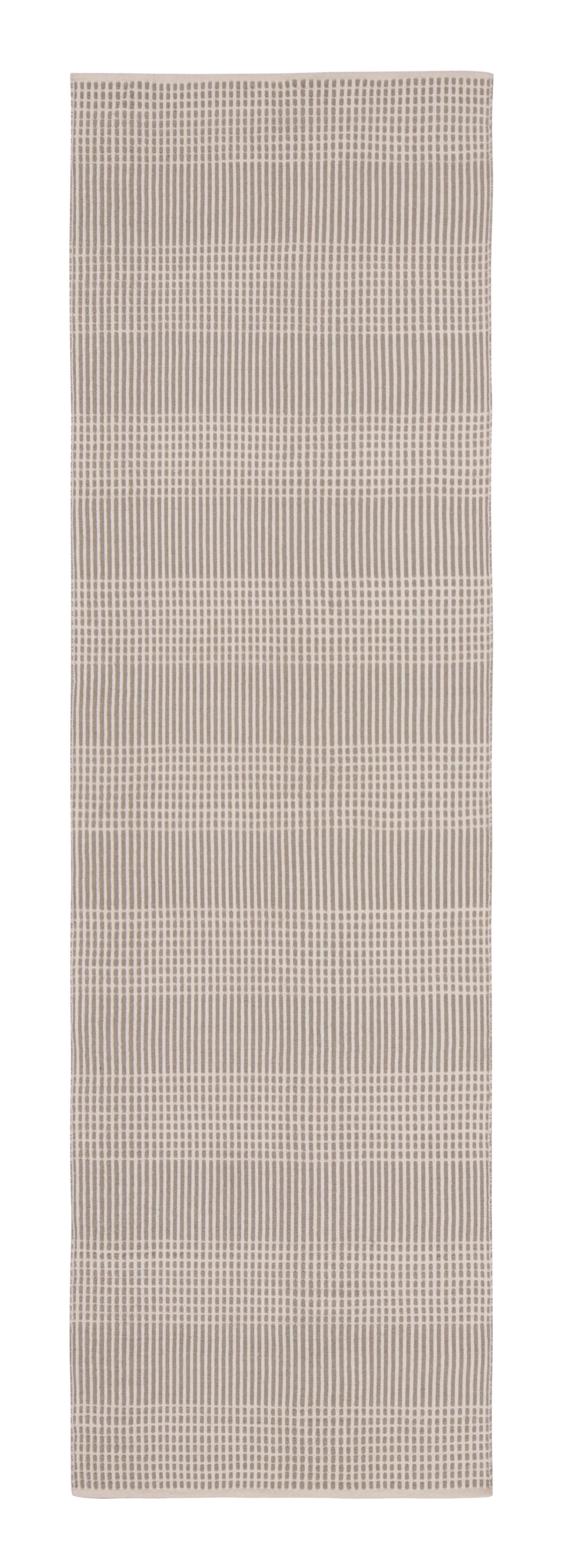 Moderner Flachgewebter Teppich mit geometrischem gestreiftem Muster in Beige und Braun, Teppich & Kelim