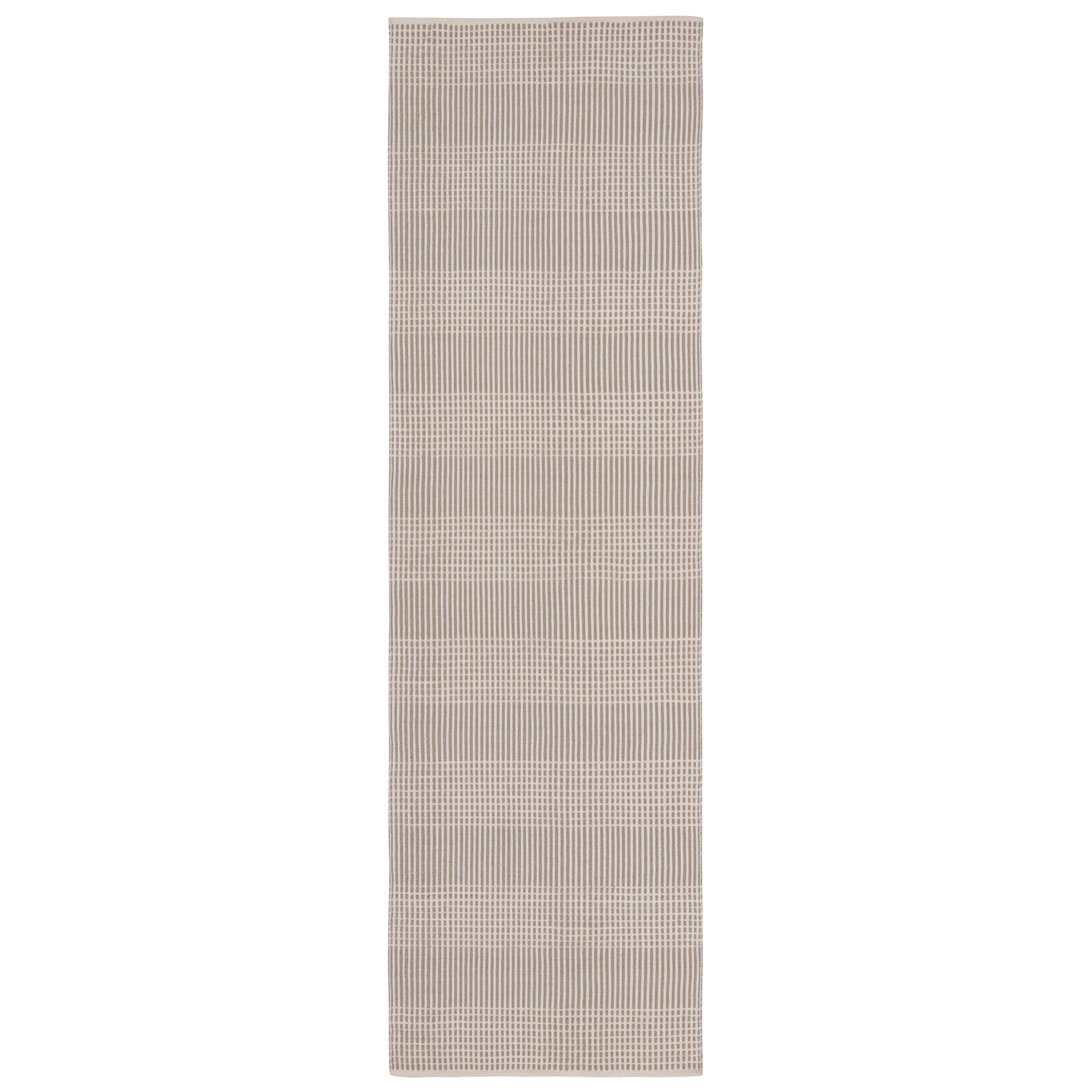 Moderno diseño geométrico de rayas en tejido plano beige marrón de Rug & Kilim en venta