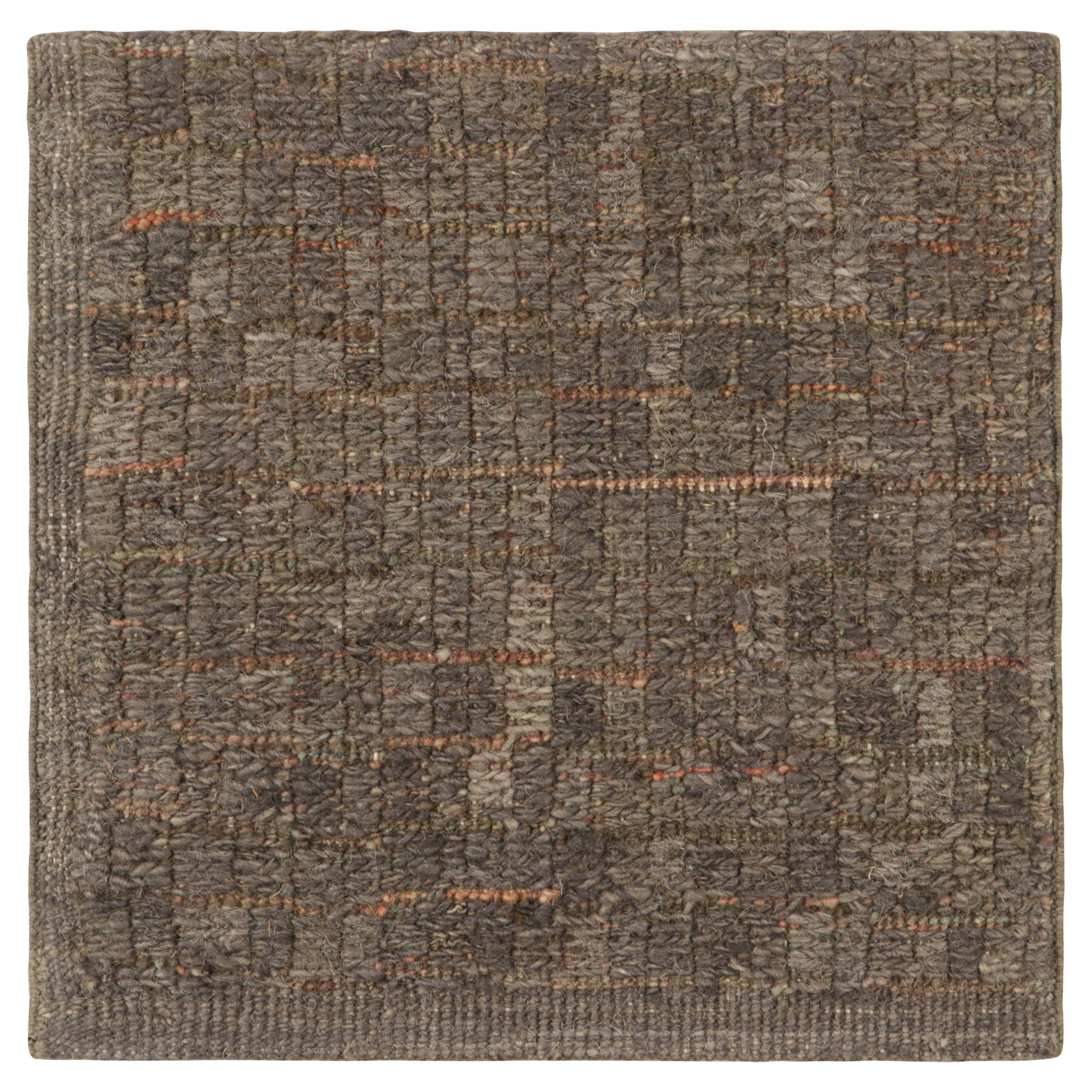 Rug & Kilim's Modern Flatweave Custom Rug Sample in Brown und Gray Tones im Angebot